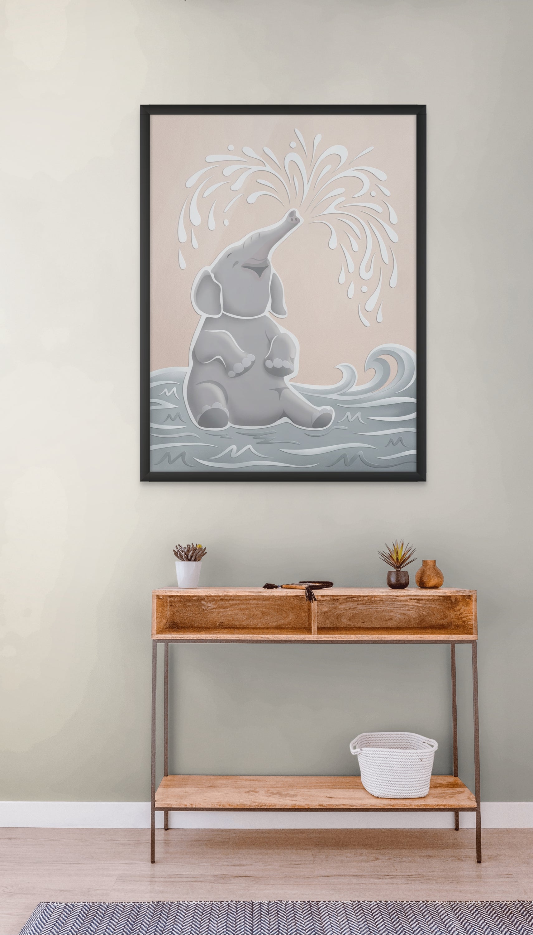 Speels Olifantje Wanddecoratie Kinderkamer – Kleurrijke Splash Canvas Print