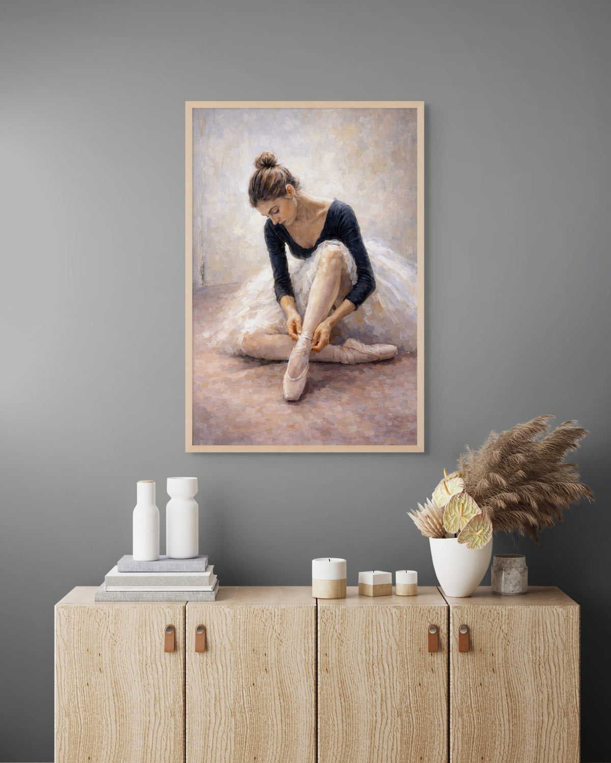 Plié im Morgenlicht – Wandbild auf Leinwand, Aluminium oder Poster