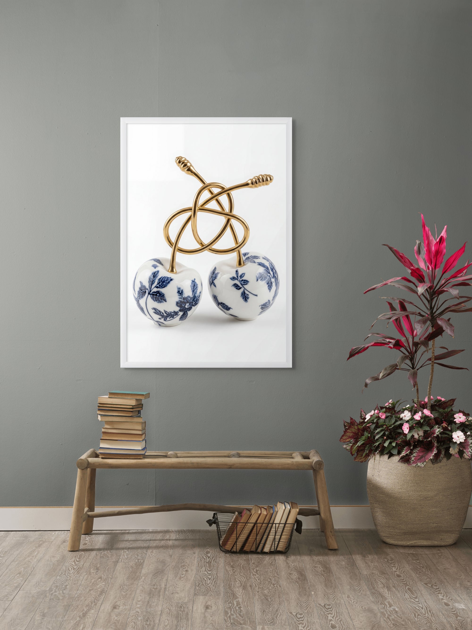 Porcelain Cherry Twist Wanddecoratie – Japans Bloesem Canvas Print