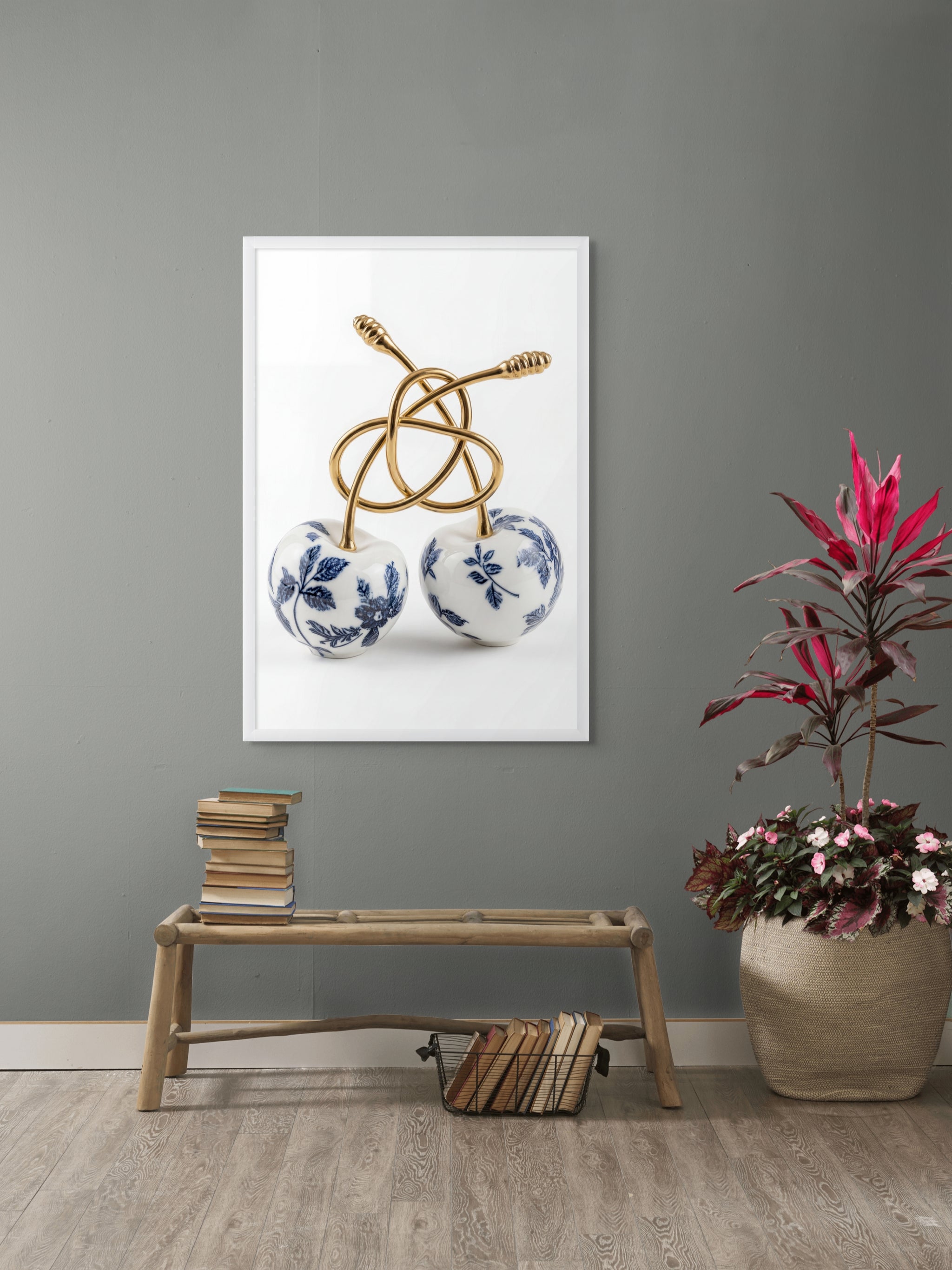 Porcelain Cherry Twist Wanddecoratie – Japans Bloesem Canvas Print