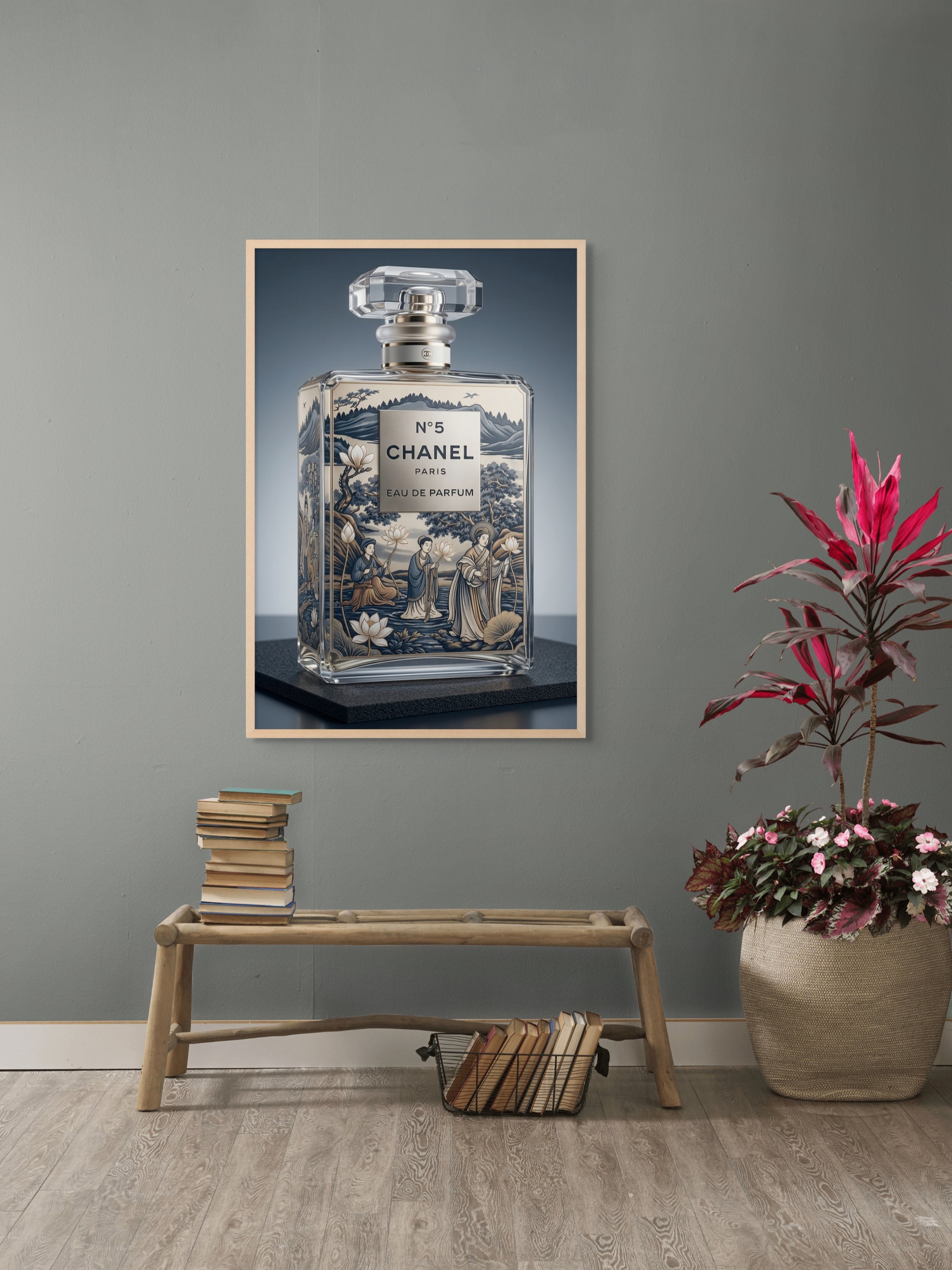Porcelain Noire Essence Wanddecoratie – Elegant Portret Canvas Print
