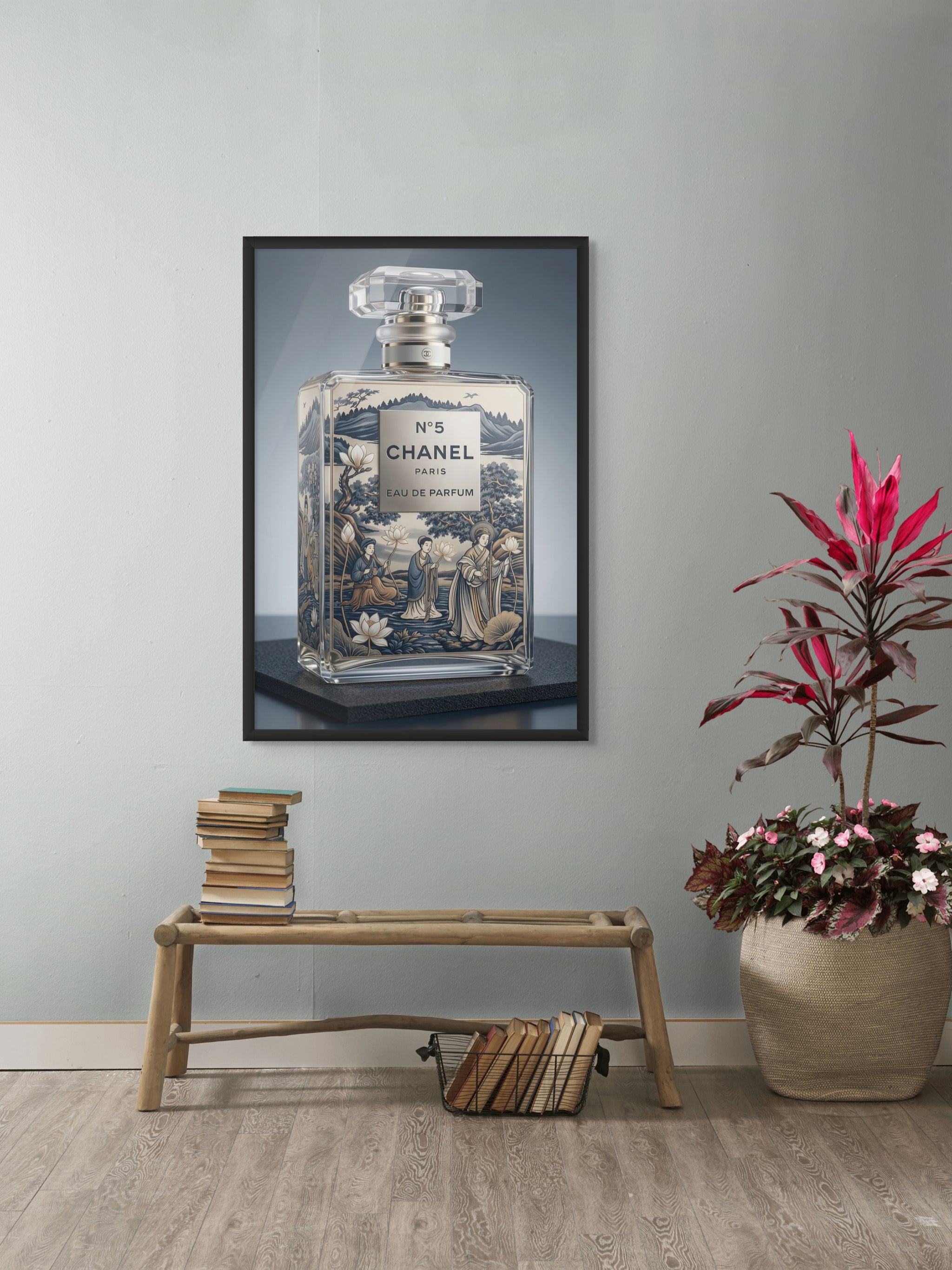 Porcelain Noire Essence Wanddecoratie – Elegant Portret Canvas Print