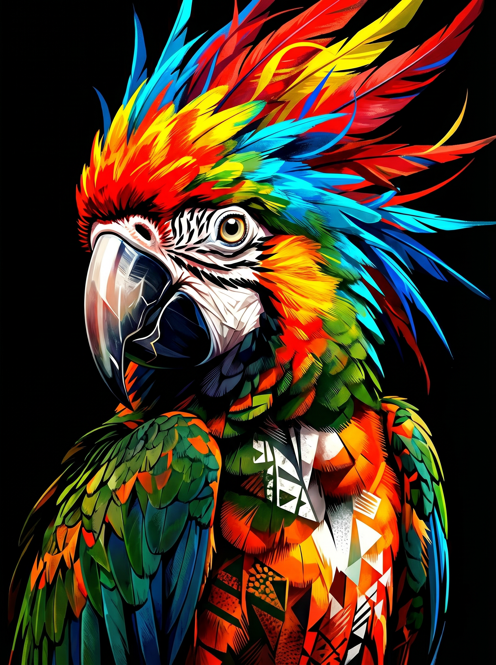 Prism Fury Macaw wanddecoratie met ara-papegaai in spetterende prismakleuren