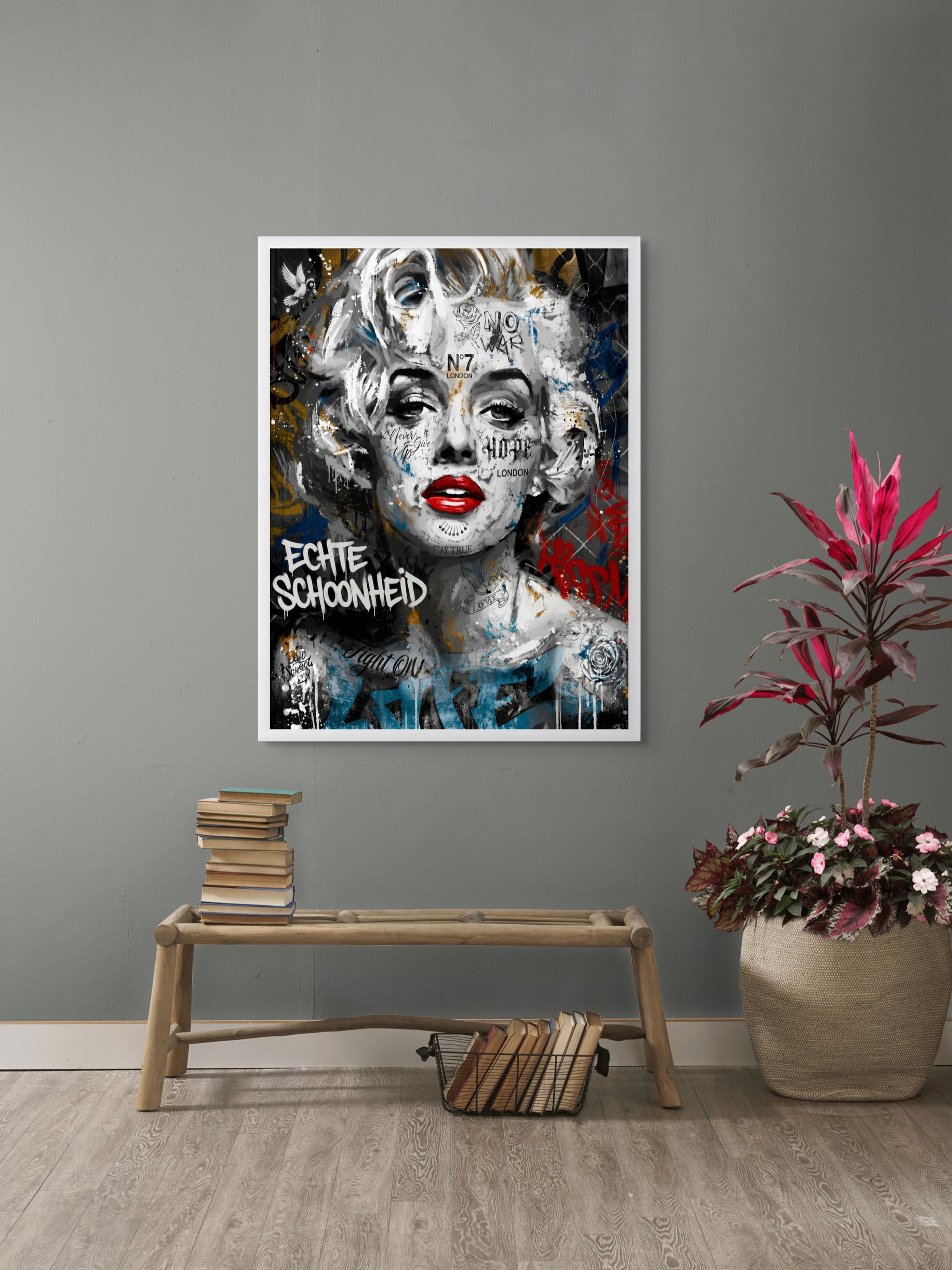 Rebel Rouge Monroe Wanddecoratie – Iconisch Pop Art Canvas Print