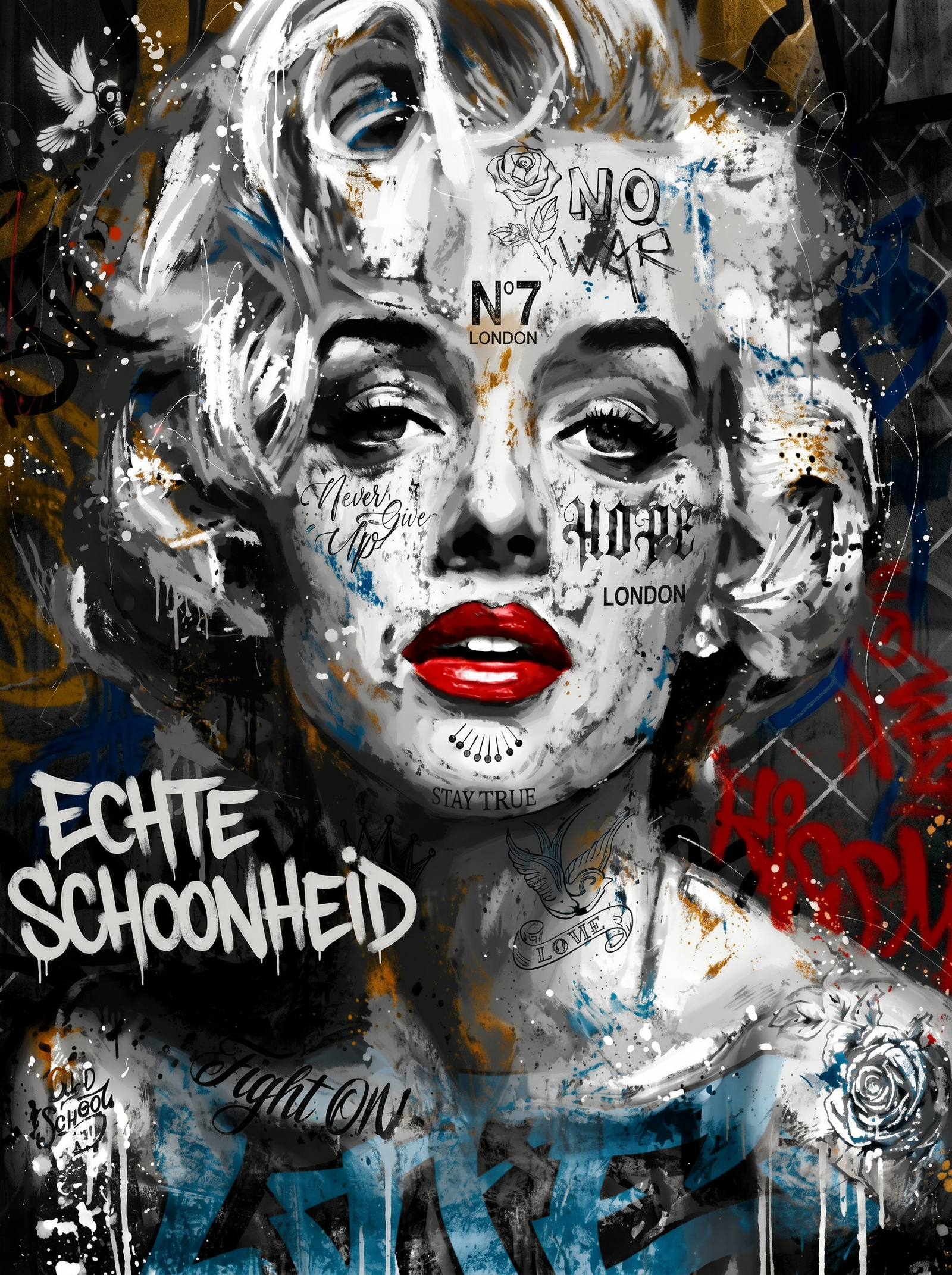 Rebel Rouge Monroe Wanddecoratie – Iconisch Pop Art Canvas Print