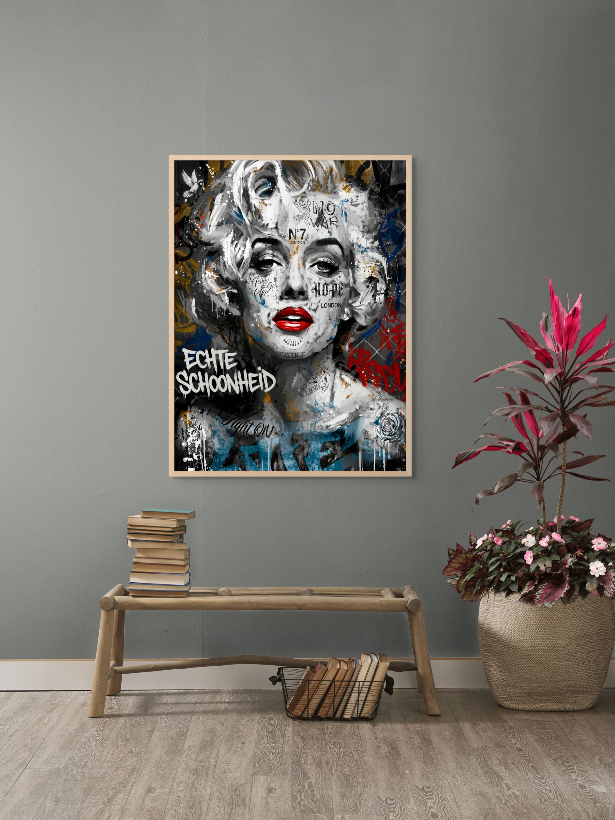 Rebel Rouge Monroe Wanddecoratie – Iconisch Pop Art Canvas Print