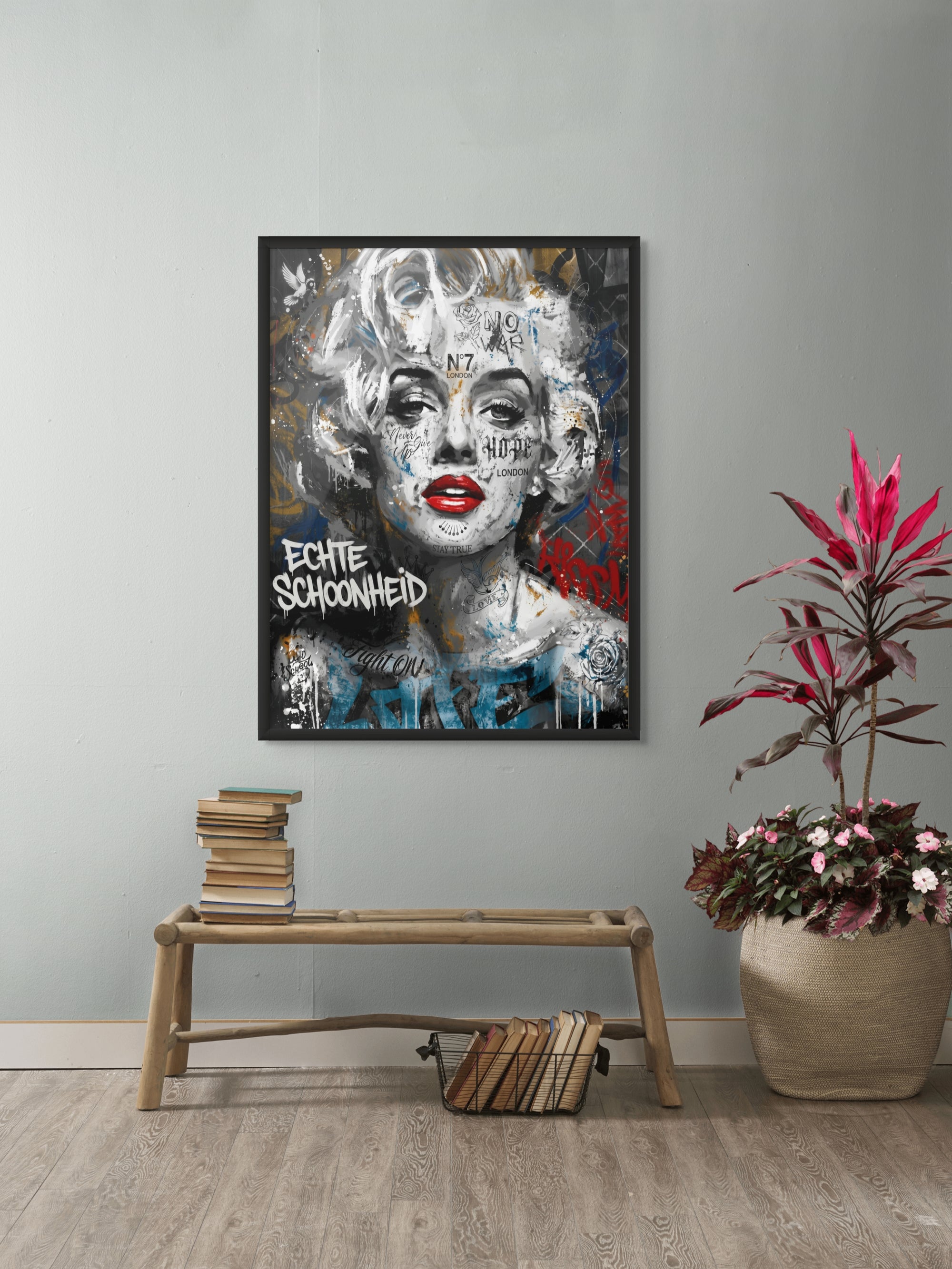 Rebel Rouge Monroe Wanddecoratie – Iconisch Pop Art Canvas Print