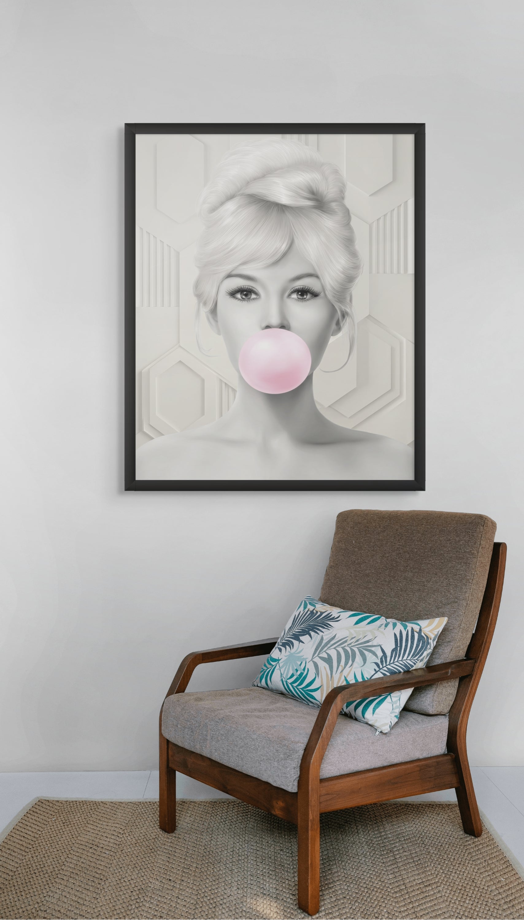 Retro Kauwgom Portret Wanddecoratie – Pop Art Vrouw Canvas Print