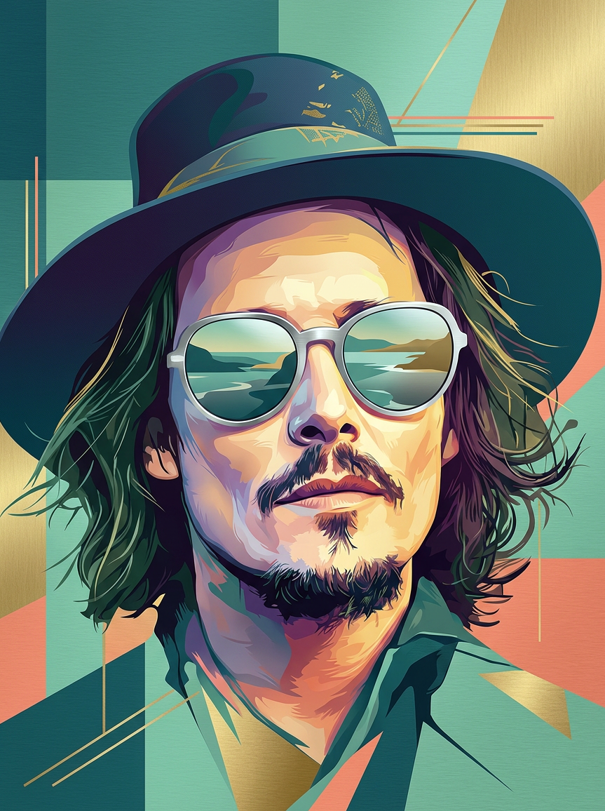 Retro Zonnebril Rebel wanddecoratie met stoer portret en markante retro zonnebril