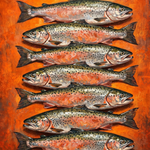 Riverfire Salmon Arrangement wanddecoratie met verfijnd arrangement van zalm in vurige tinten
