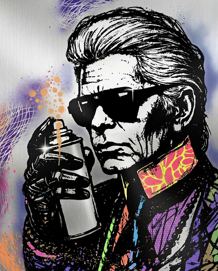 Rockster Modeportret wanddecoratie met stoer portret vol rockster-attitude en mode-flair
