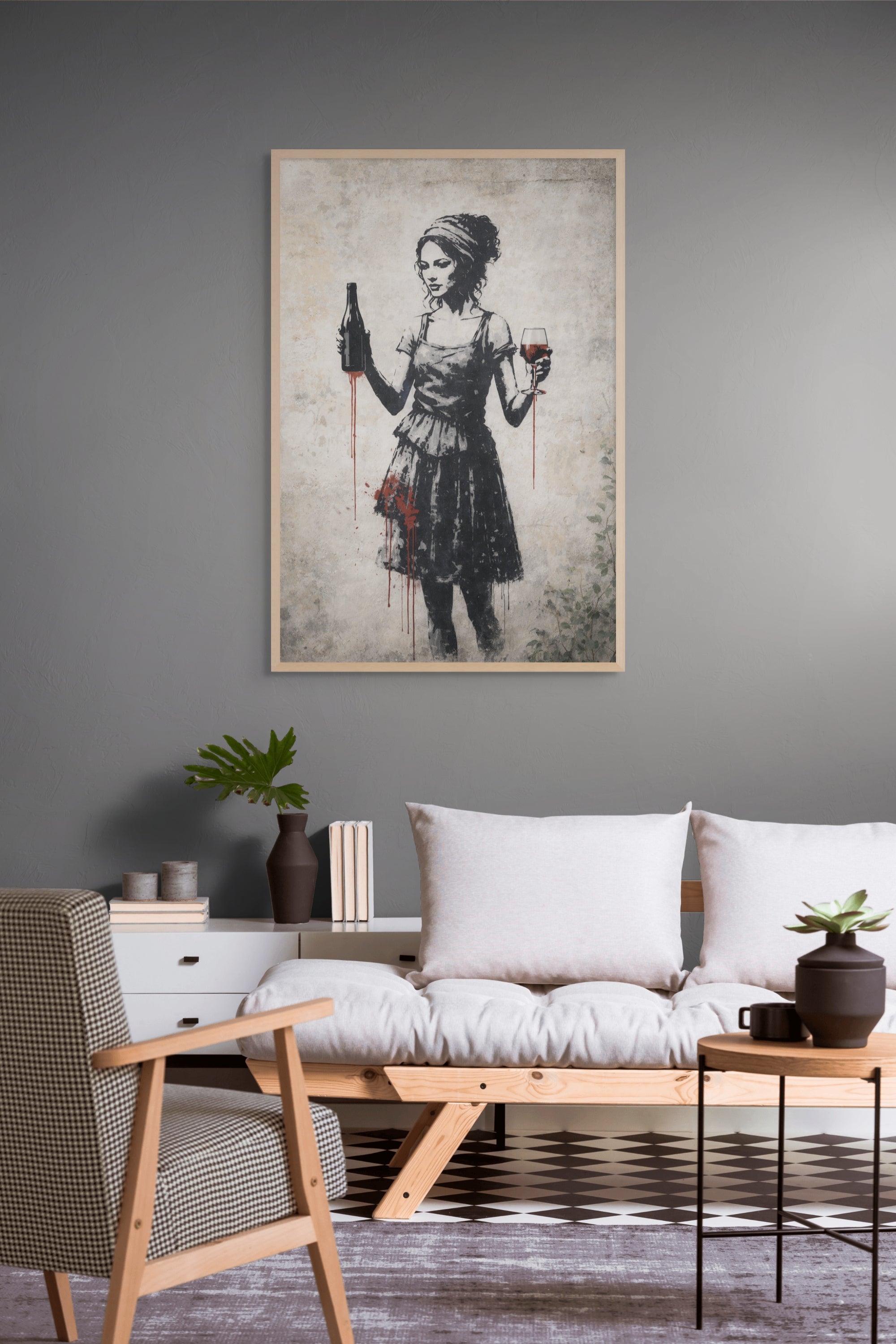 Rode Sportwagen Straat Wanddecoratie – Stoere Auto Canvas Print