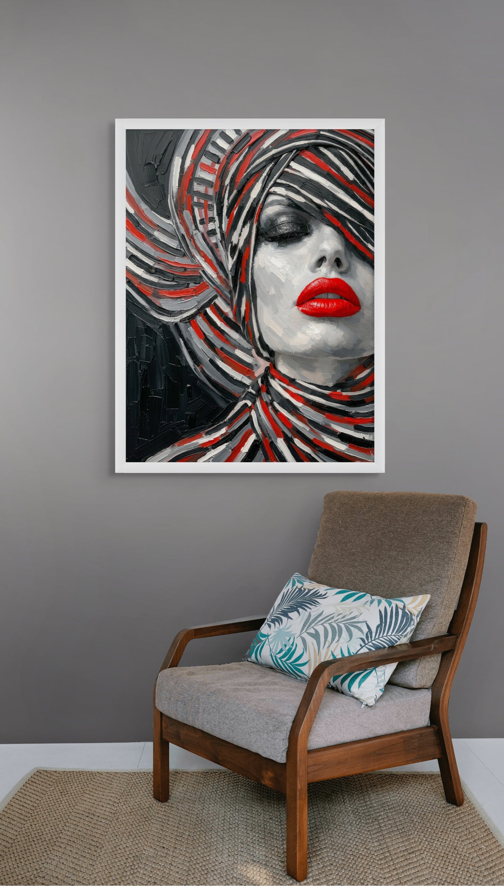 Rode Lippen Abstractie Wanddecoratie – Modern Kunst Canvas Print