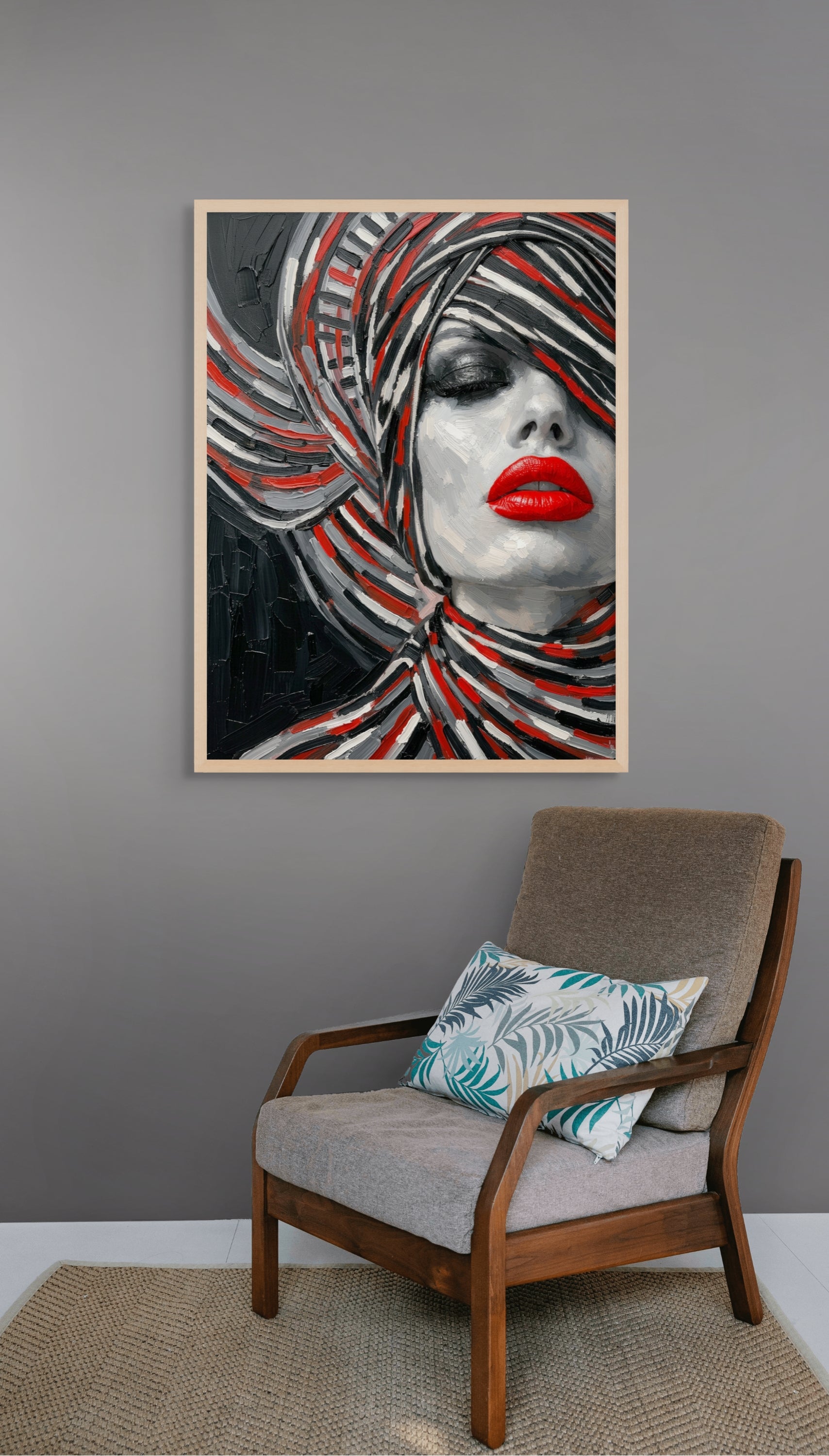 Rode Lippen Abstractie Wanddecoratie – Modern Kunst Canvas Print