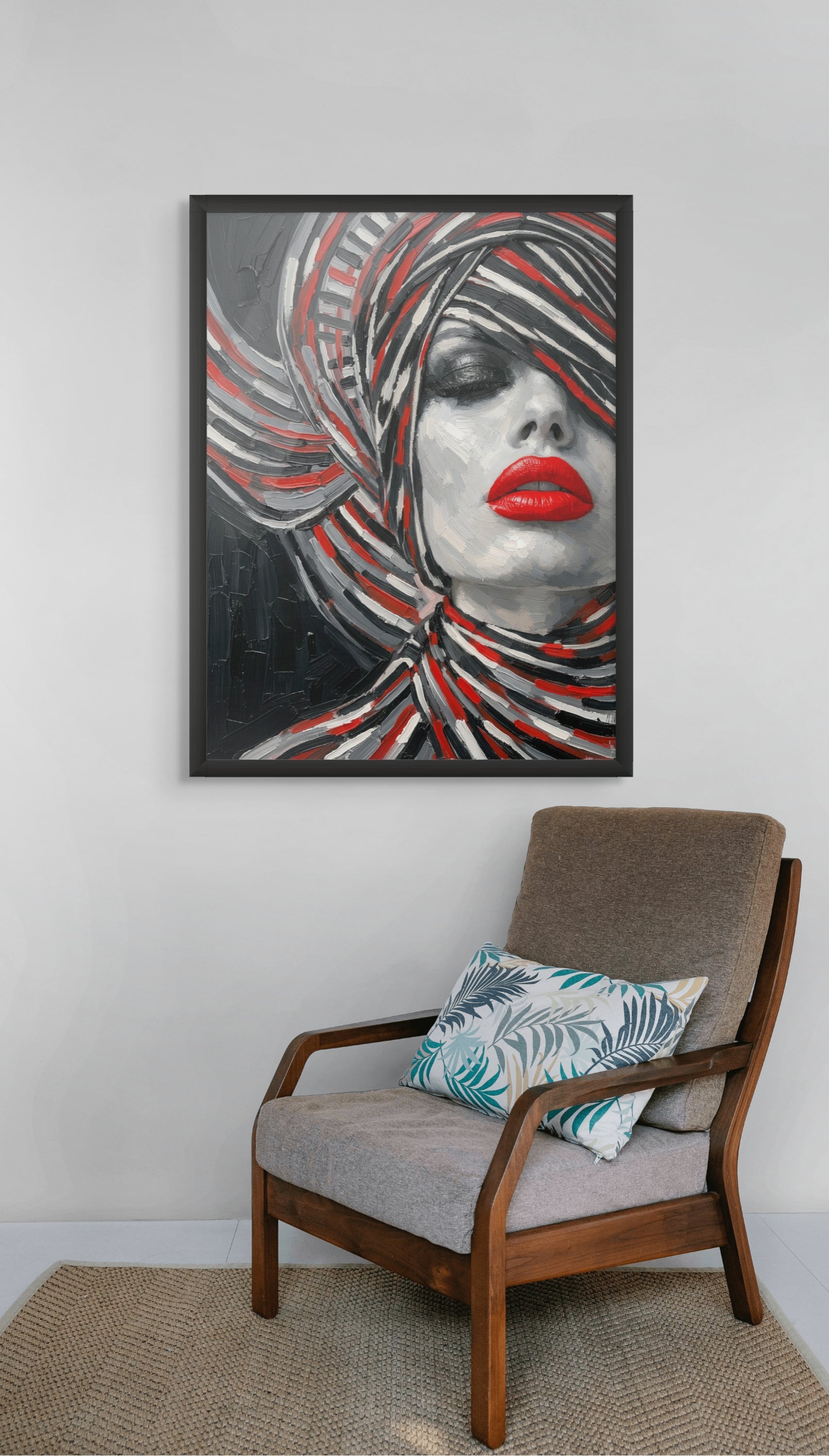 Rode Lippen Abstractie Wanddecoratie – Modern Kunst Canvas Print