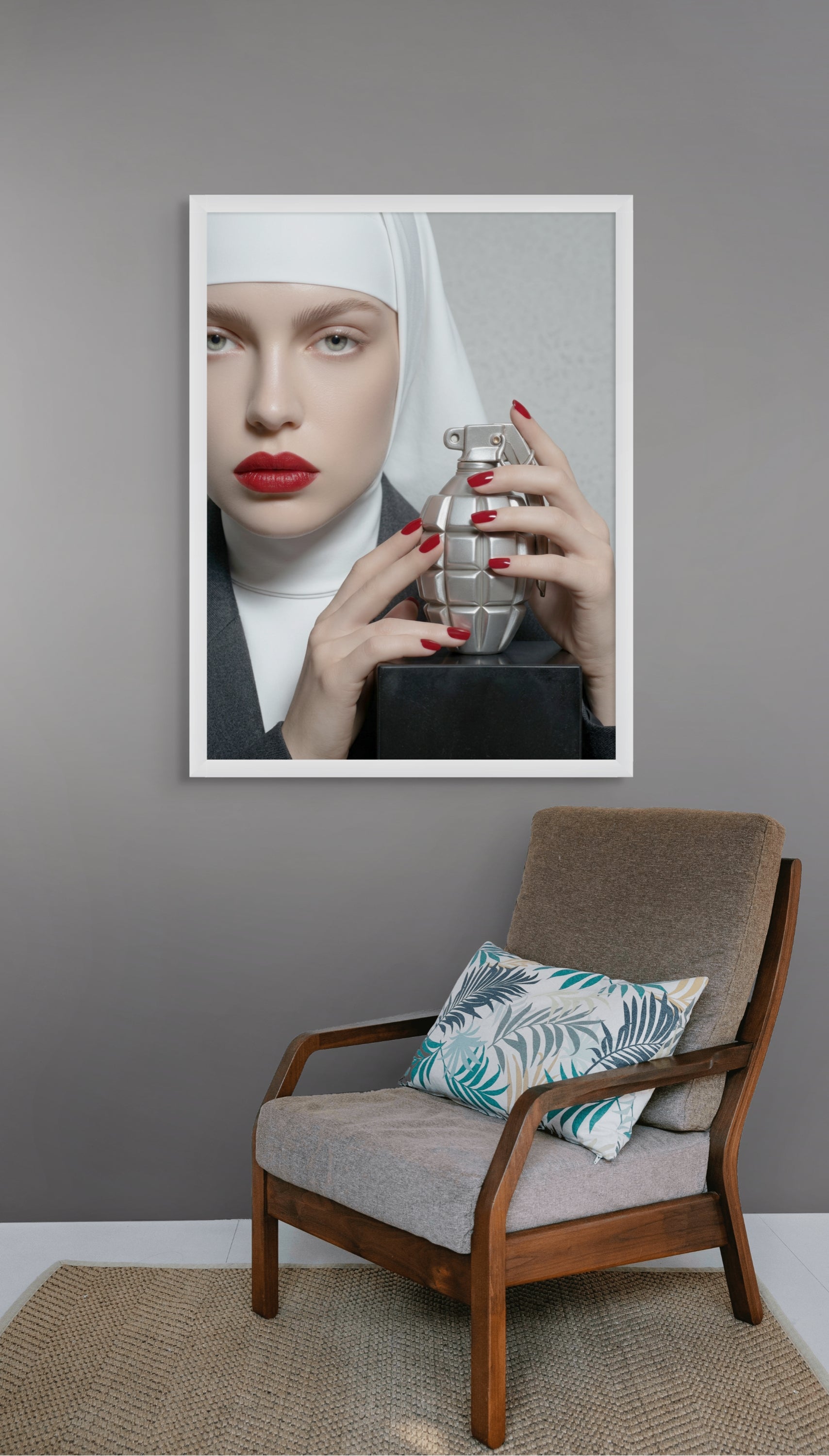 Rode Lippen Wanddecoratie Mysterieus – Donker Portret Canvas Print