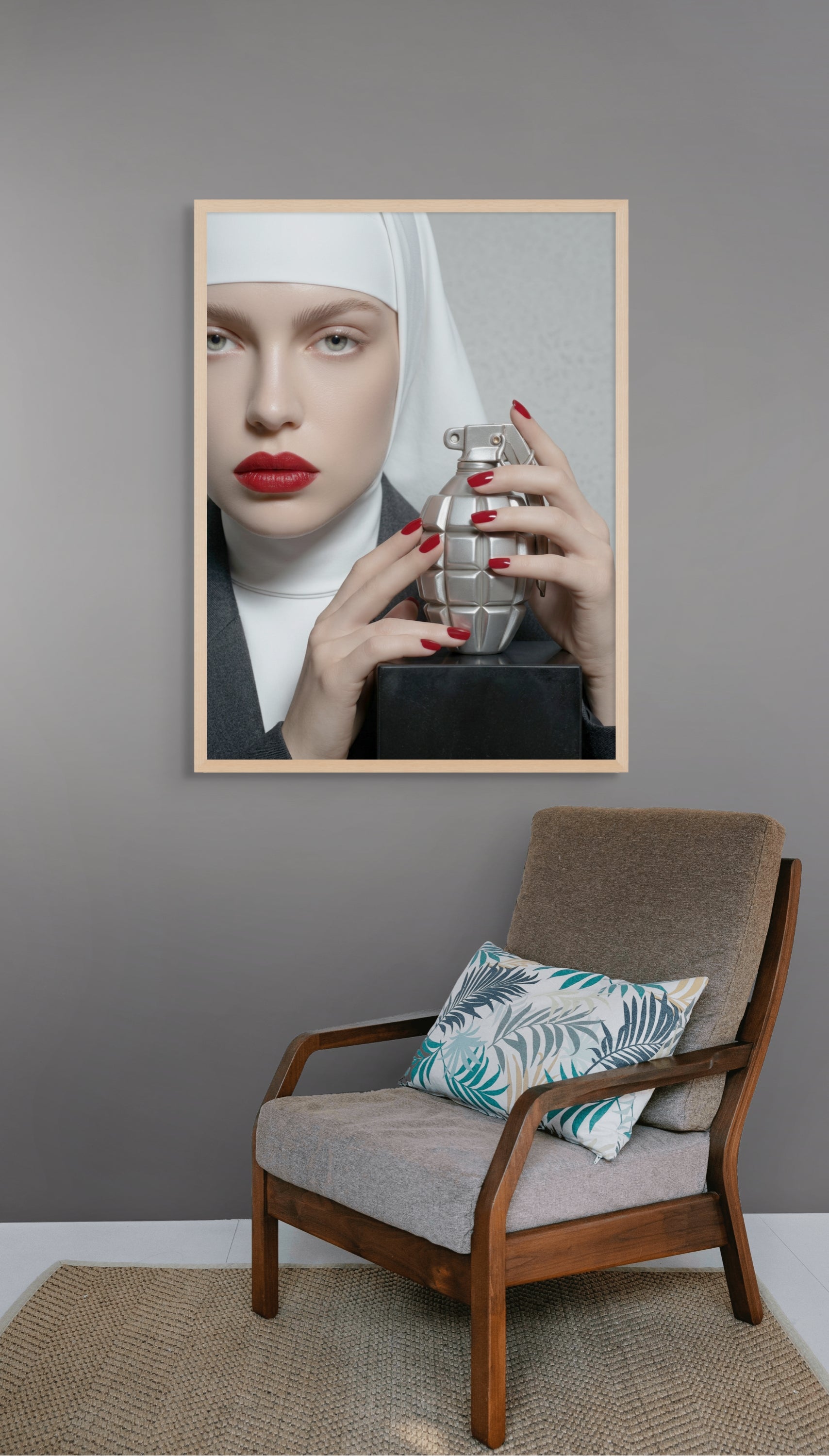Rode Lippen Wanddecoratie Mysterieus – Donker Portret Canvas Print