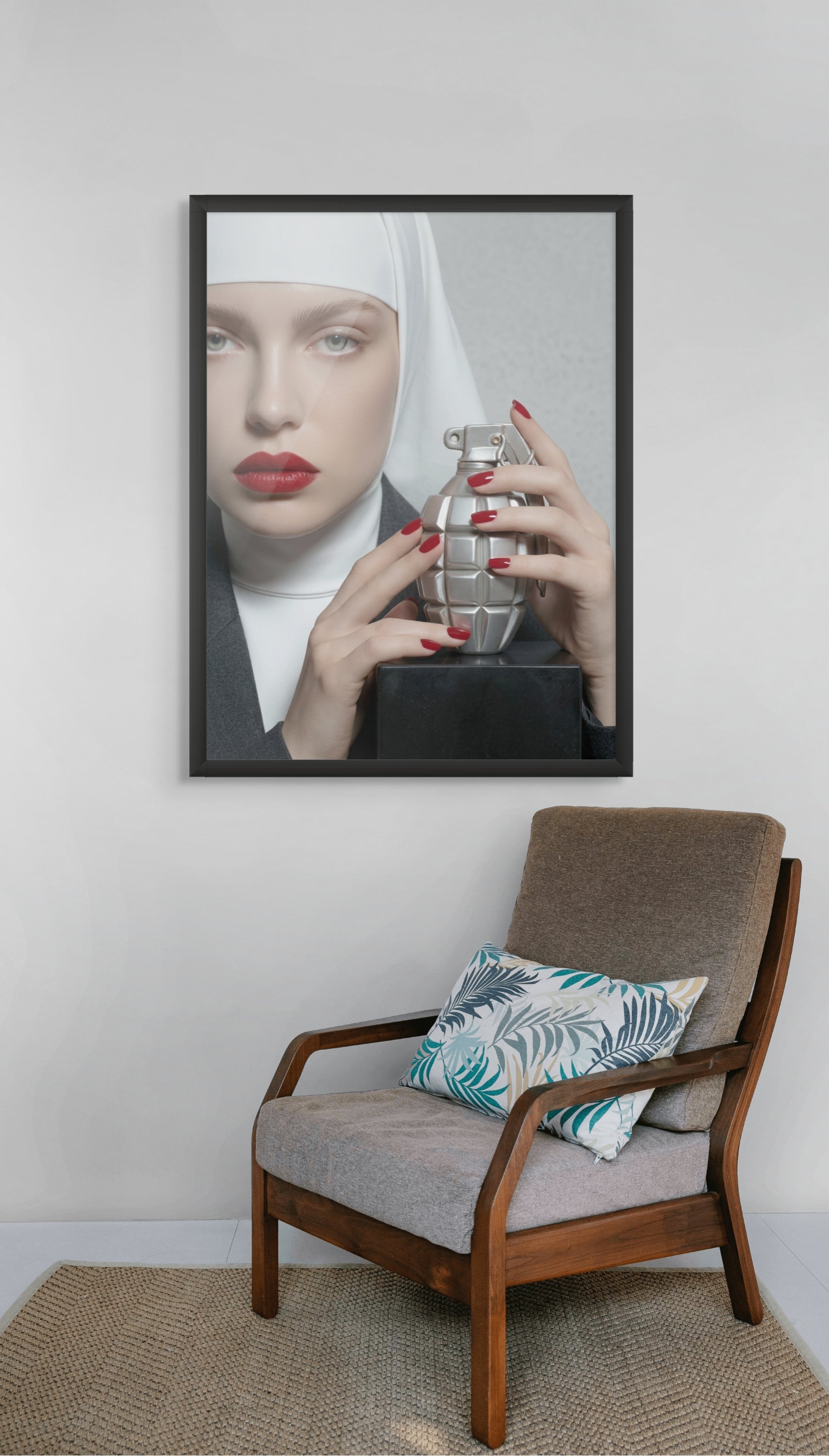 Rode Lippen Wanddecoratie Mysterieus – Donker Portret Canvas Print