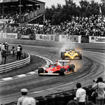 Rood en Geel – vintage motorsport wanddecoratie