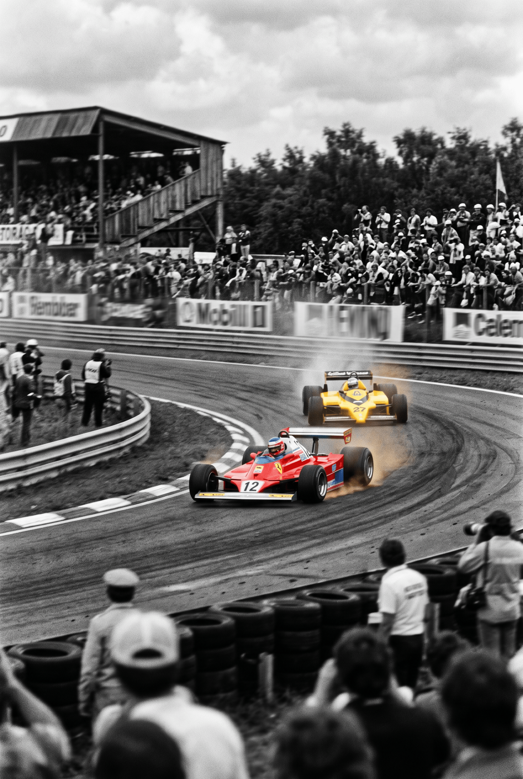 Rood en Geel – vintage motorsport wanddecoratie