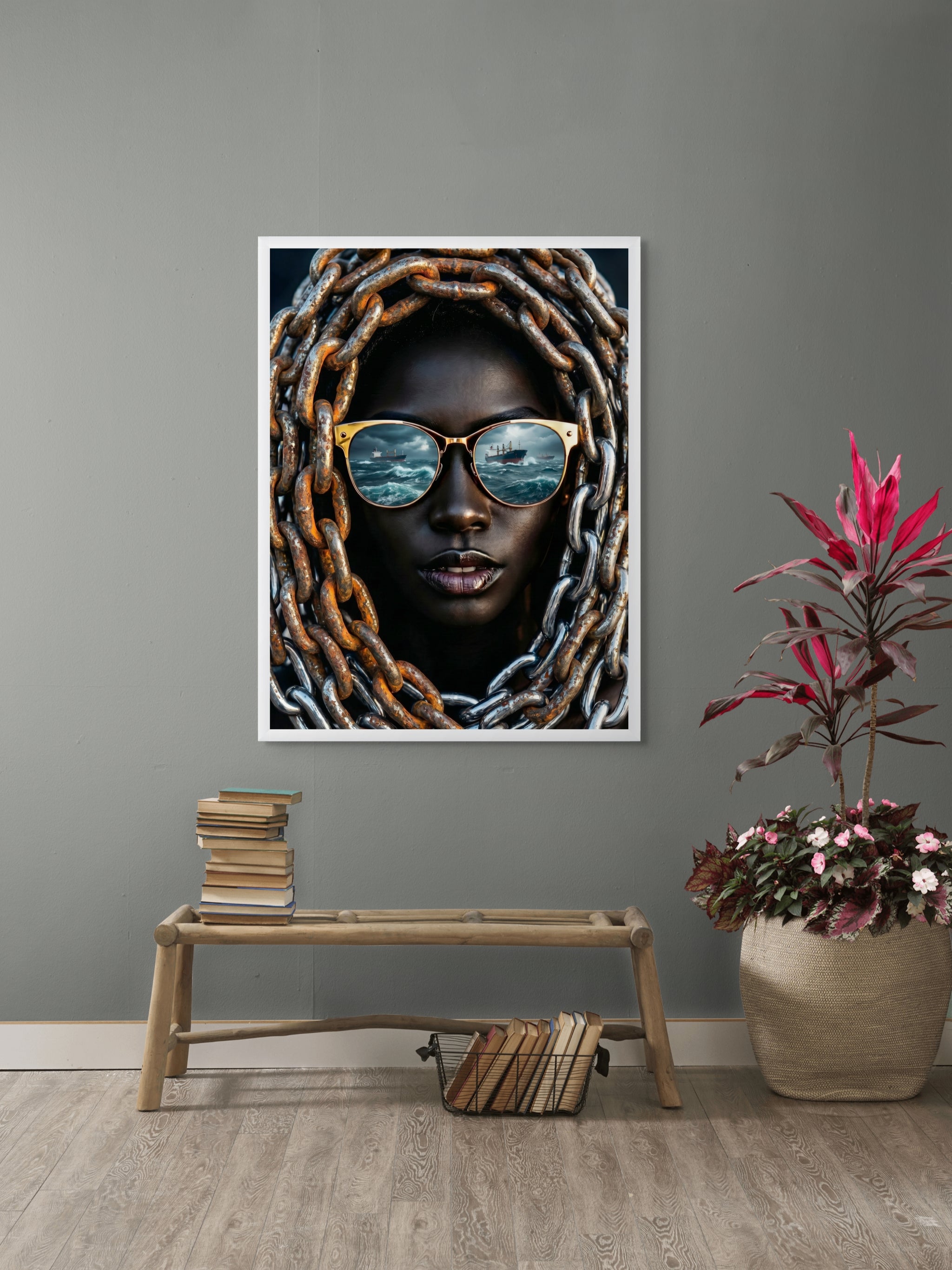 Rust & Tides Reflection Wanddecoratie – Industrieel Kustlandschap Canvas Print