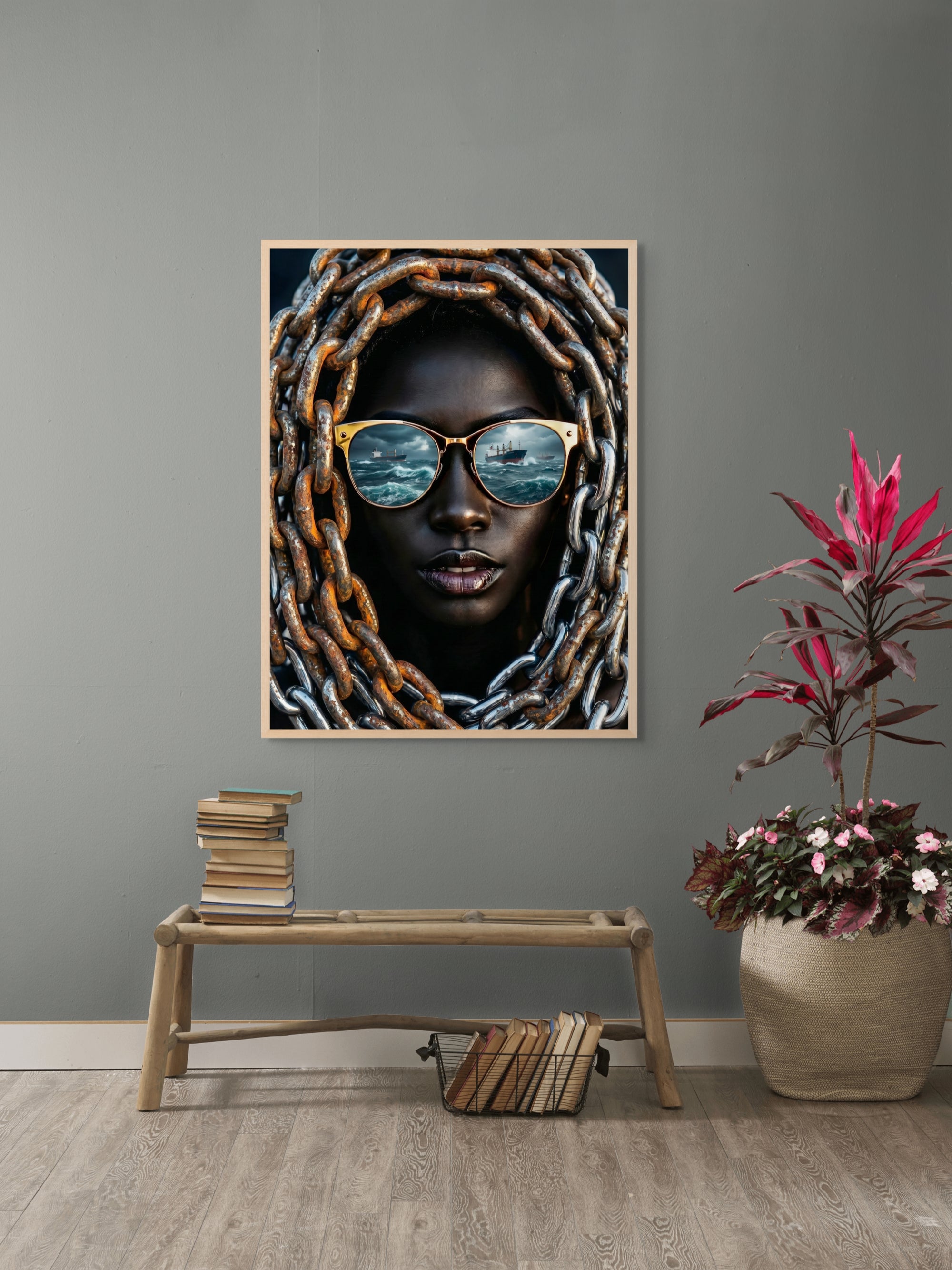 Rust & Tides Reflection Wanddecoratie – Industrieel Kustlandschap Canvas Print