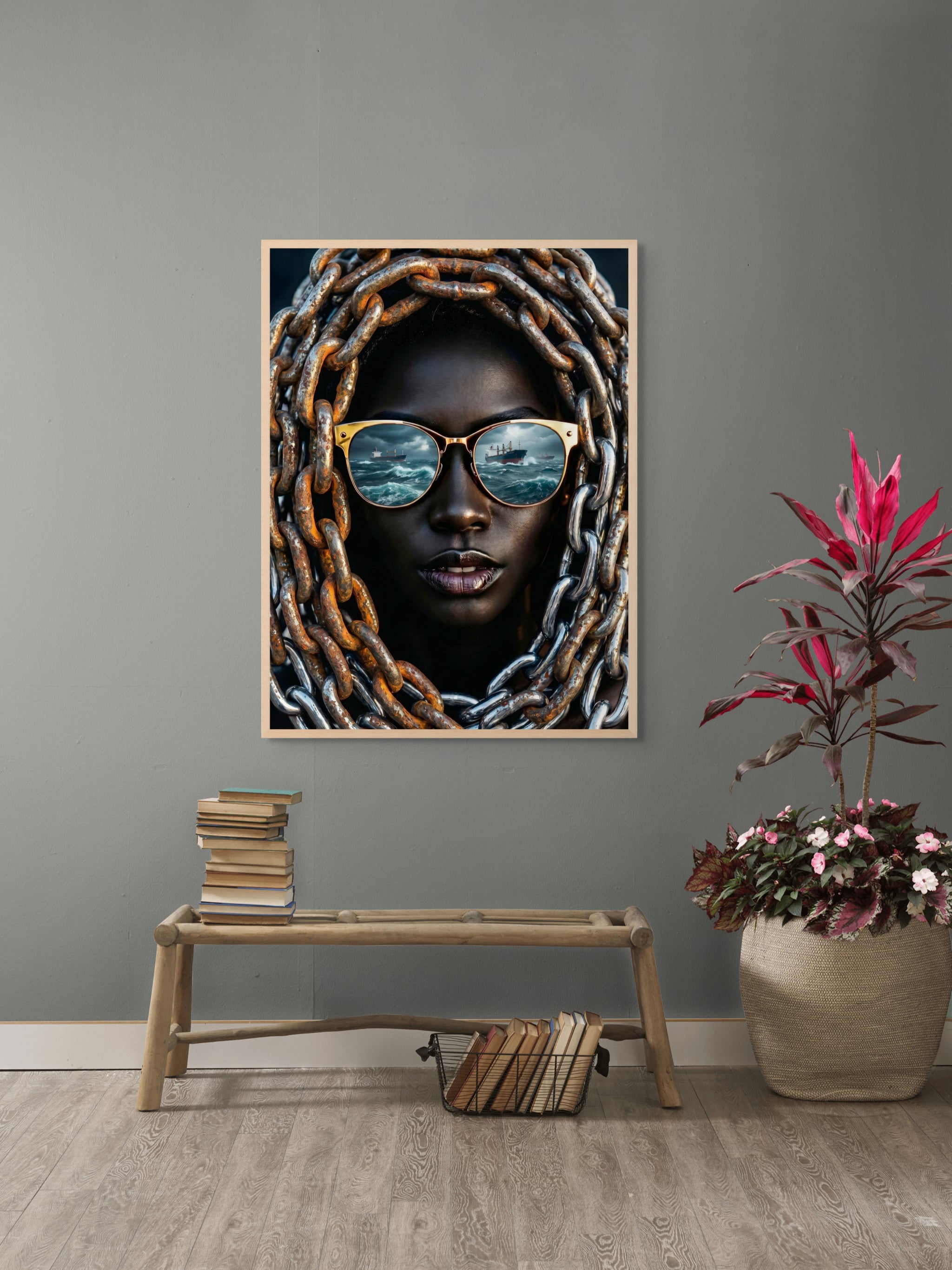 Rust & Tides Reflection Wanddecoratie – Industrieel Kustlandschap Canvas Print