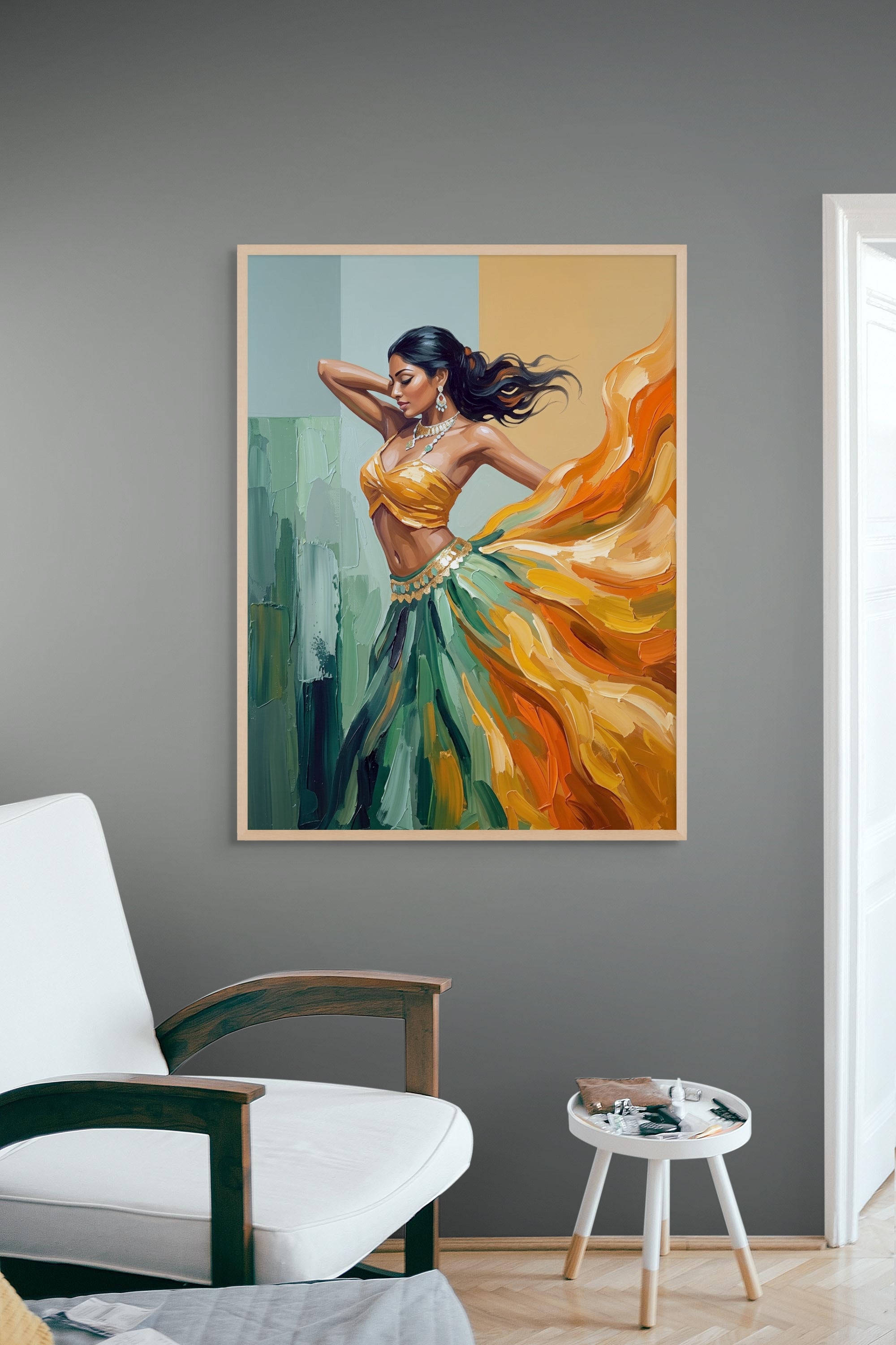 Saffraan Dans Wanddecoratie – Dynamische Beweging Canvas Print