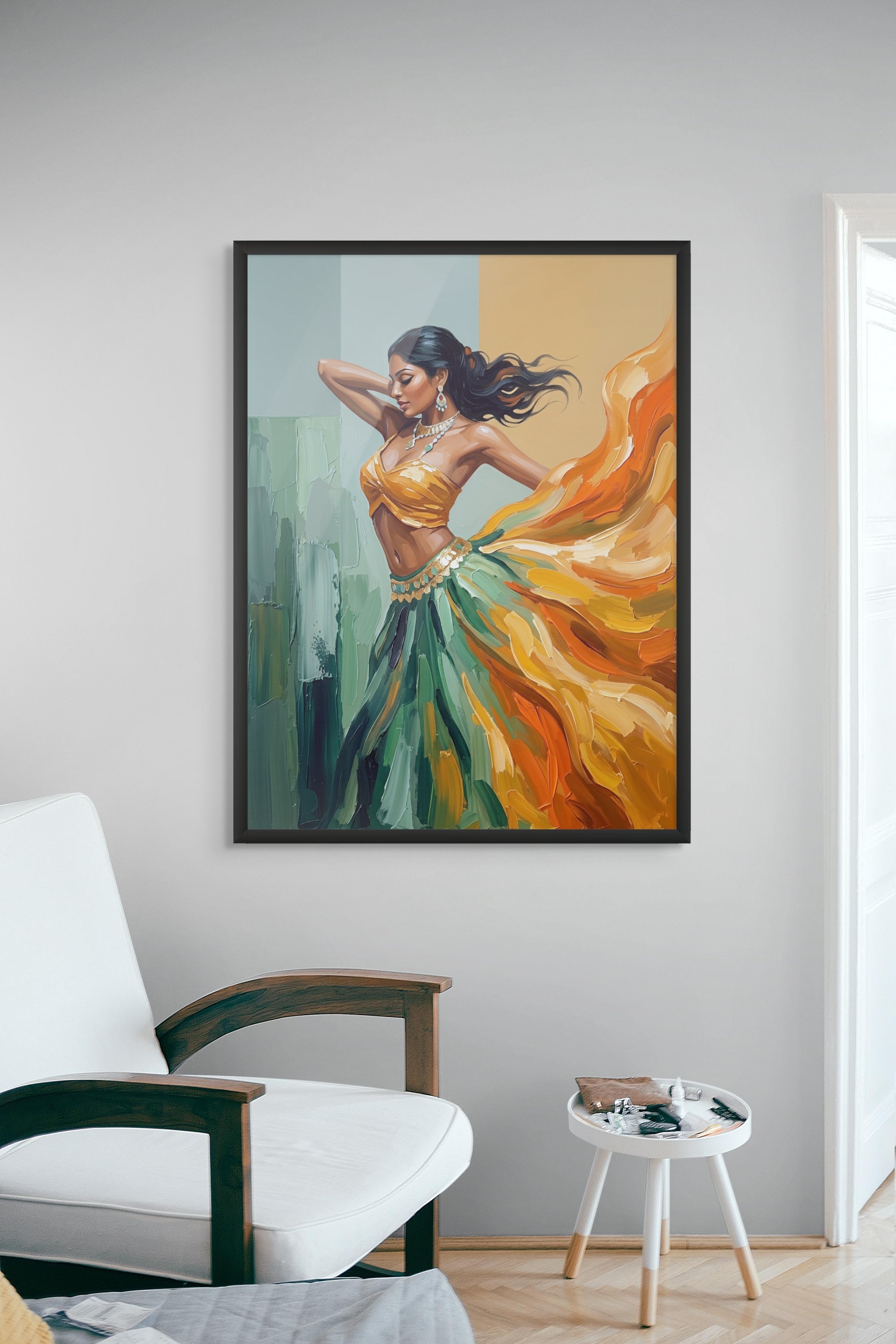 Saffraan Dans Wanddecoratie – Dynamische Beweging Canvas Print