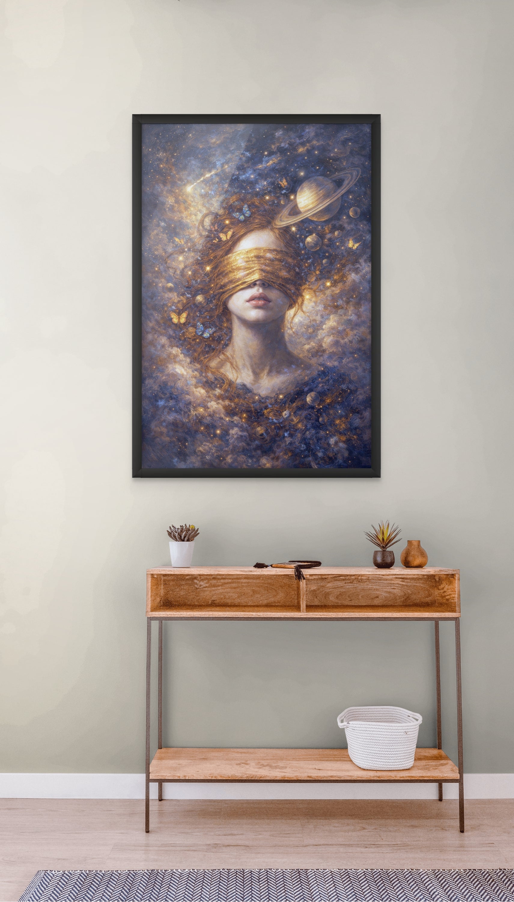 Saturnus Planeet Wanddecoratie – Dromerige Ruimte Canvas Slaapkamer Print
