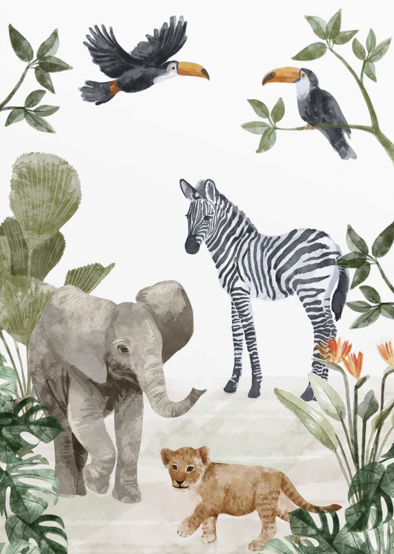 Savanne vol Strepen en Slurven Wanddecoratie – Safari Dieren Canvas Print