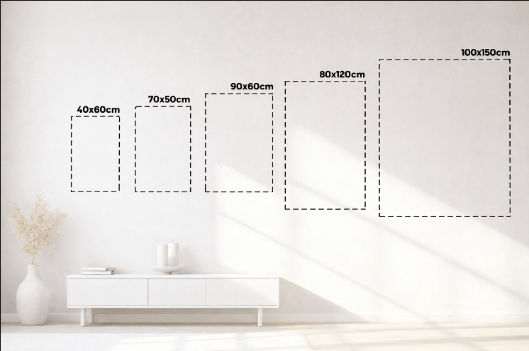 De Grijze Kopman Schilderij — maatoverzicht