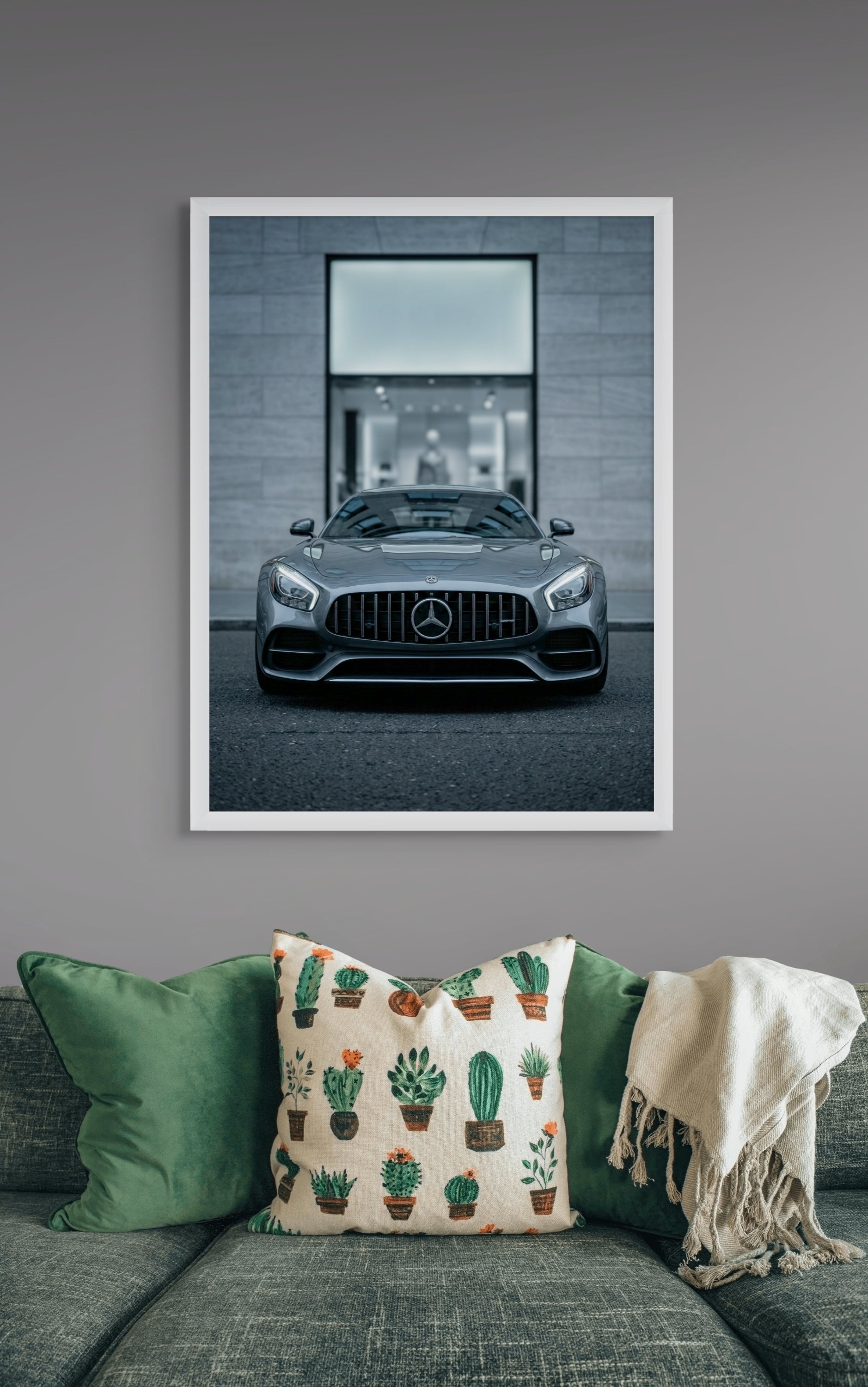 Zilveren Phantom Sportwagen Wanddecoratie – Luxe Auto Canvas Print