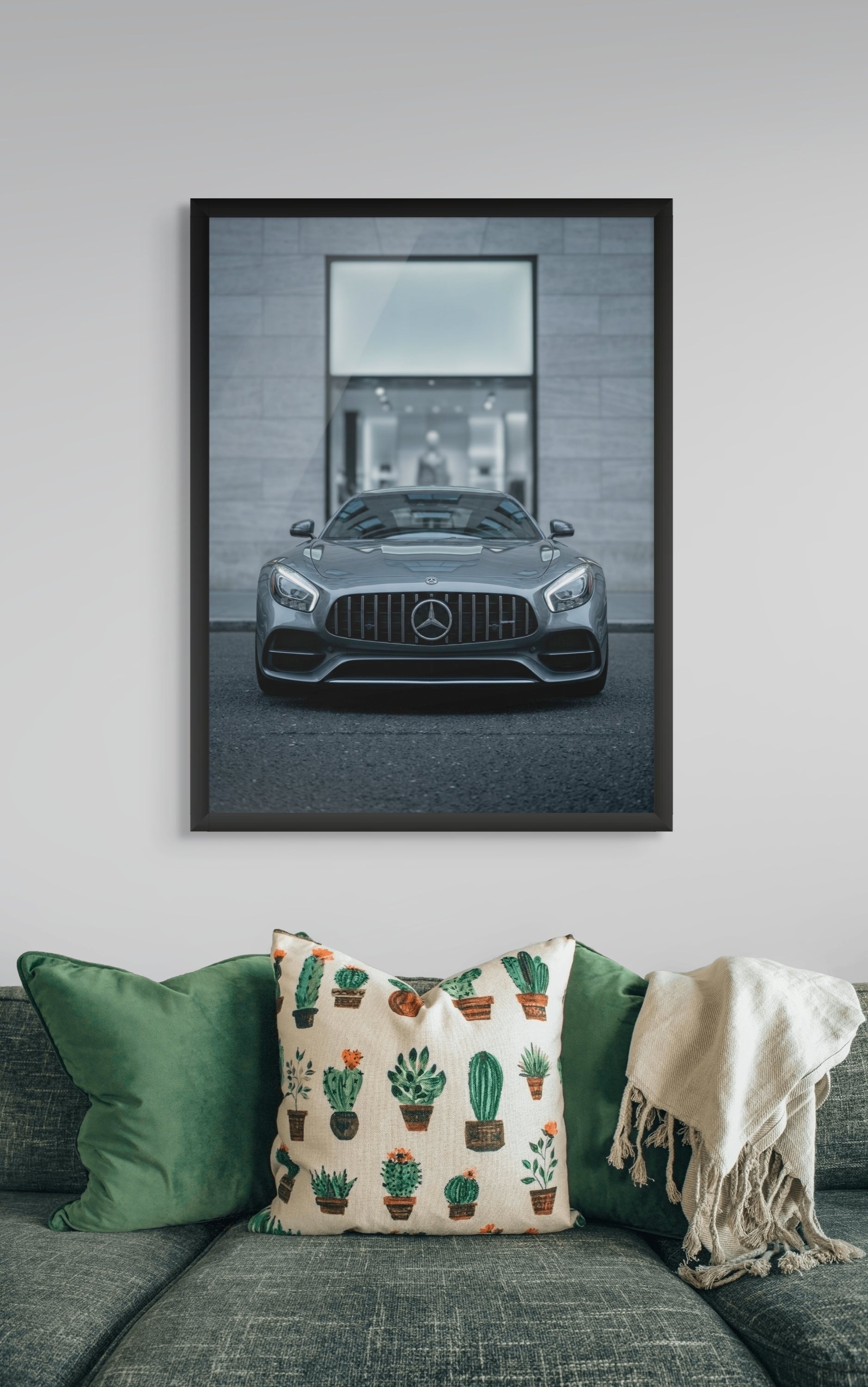 Zilveren Phantom Sportwagen Wanddecoratie – Luxe Auto Canvas Print
