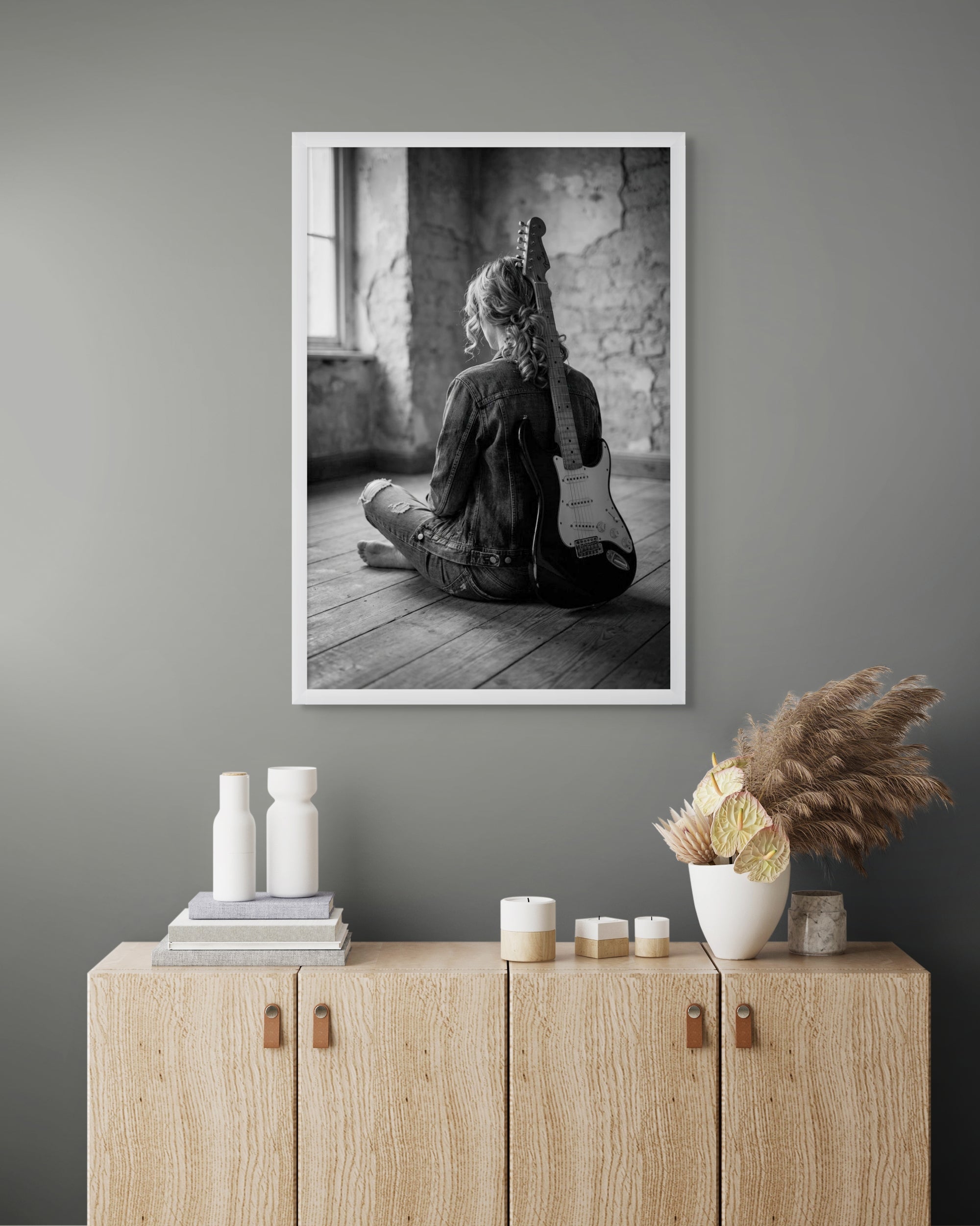 Abstracte Snaren Schaduwlicht Wanddecoratie – Muzikale Sfeer Canvas Print