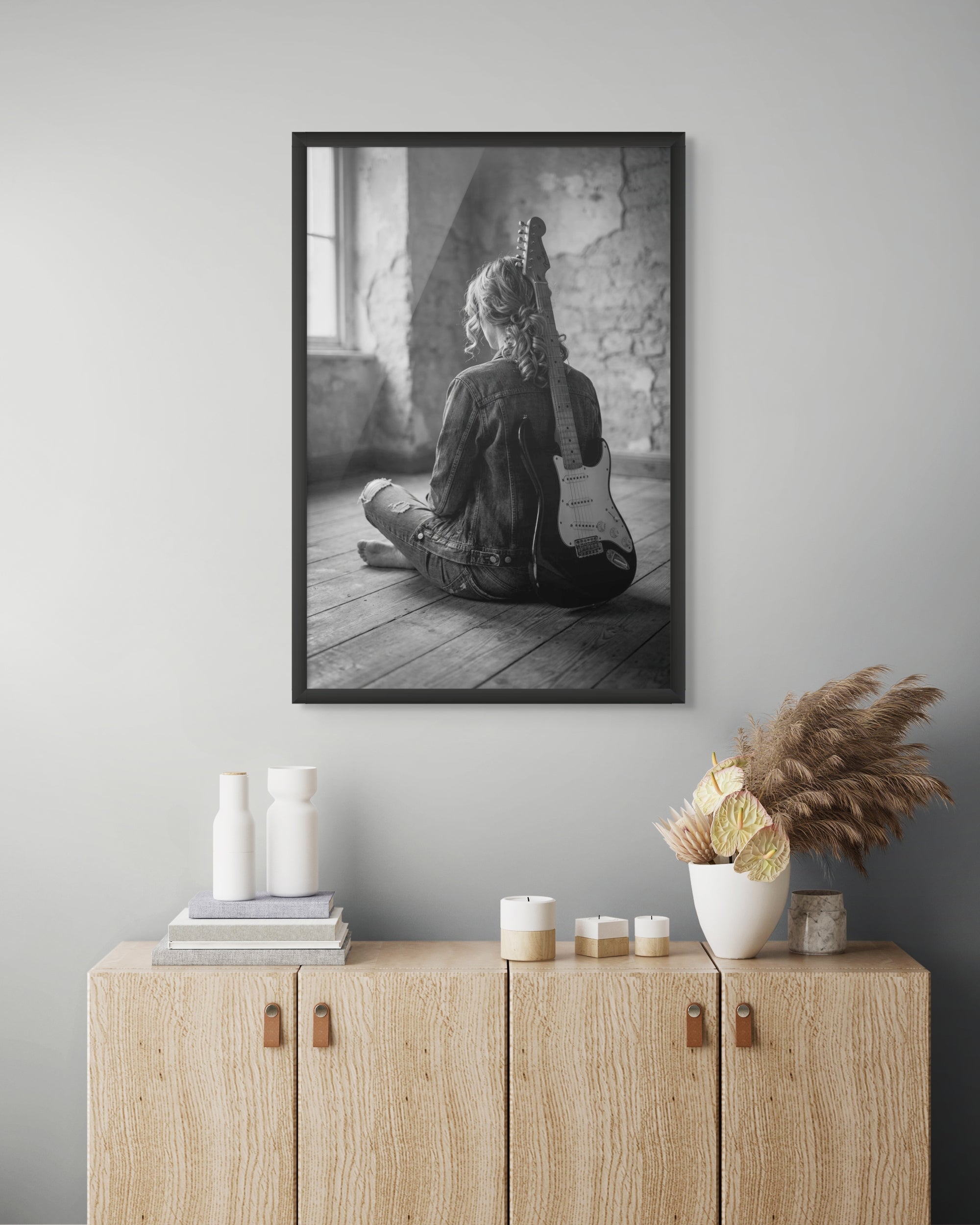 Abstracte Snaren Schaduwlicht Wanddecoratie – Muzikale Sfeer Canvas Print
