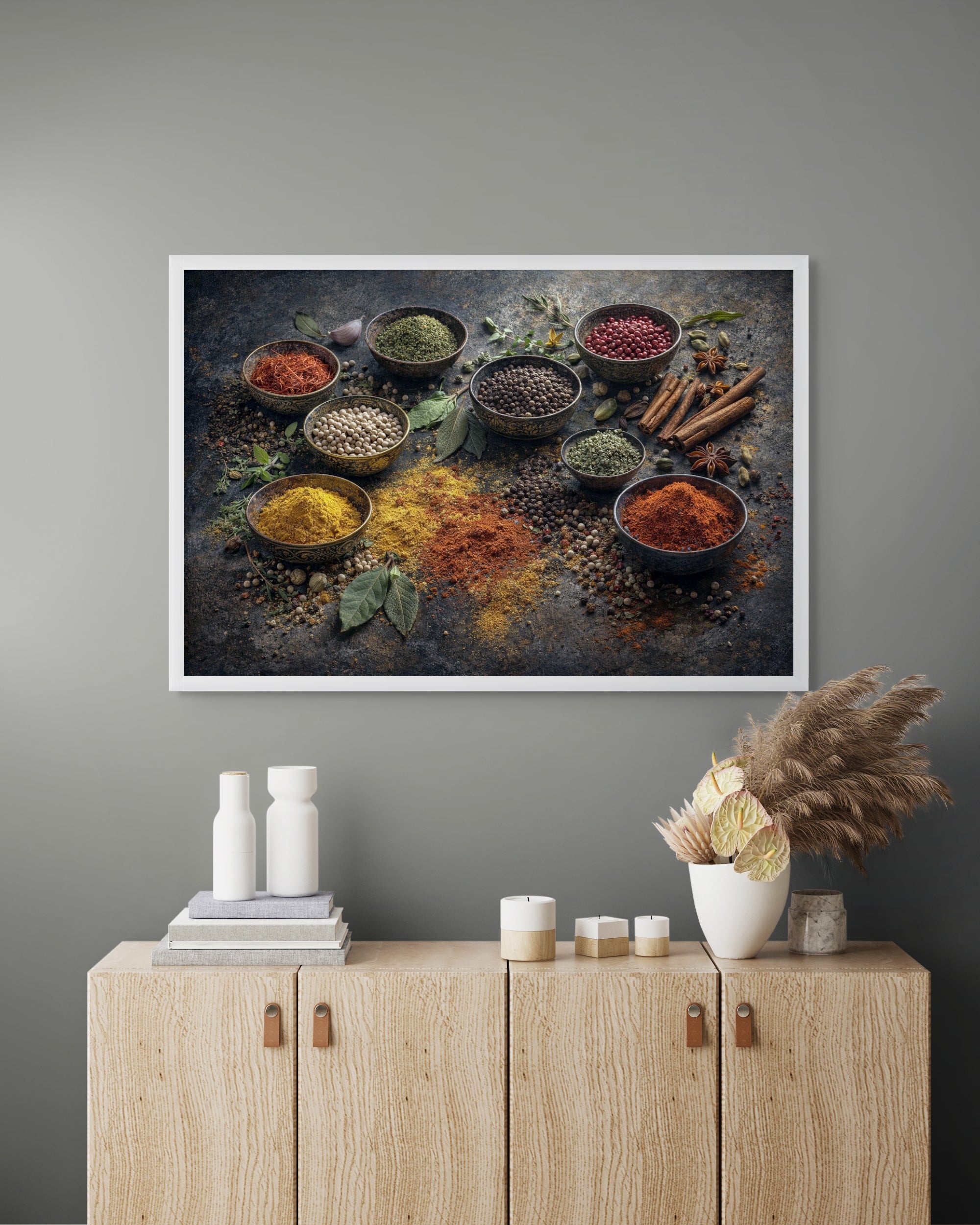 Kruiden Specerijen Wanddecoratie – Kleurrijke Keuken Canvas Print