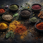 Spicy Symphony wanddecoratie met harmonieuze symfonie van specerijen in rijke tinten