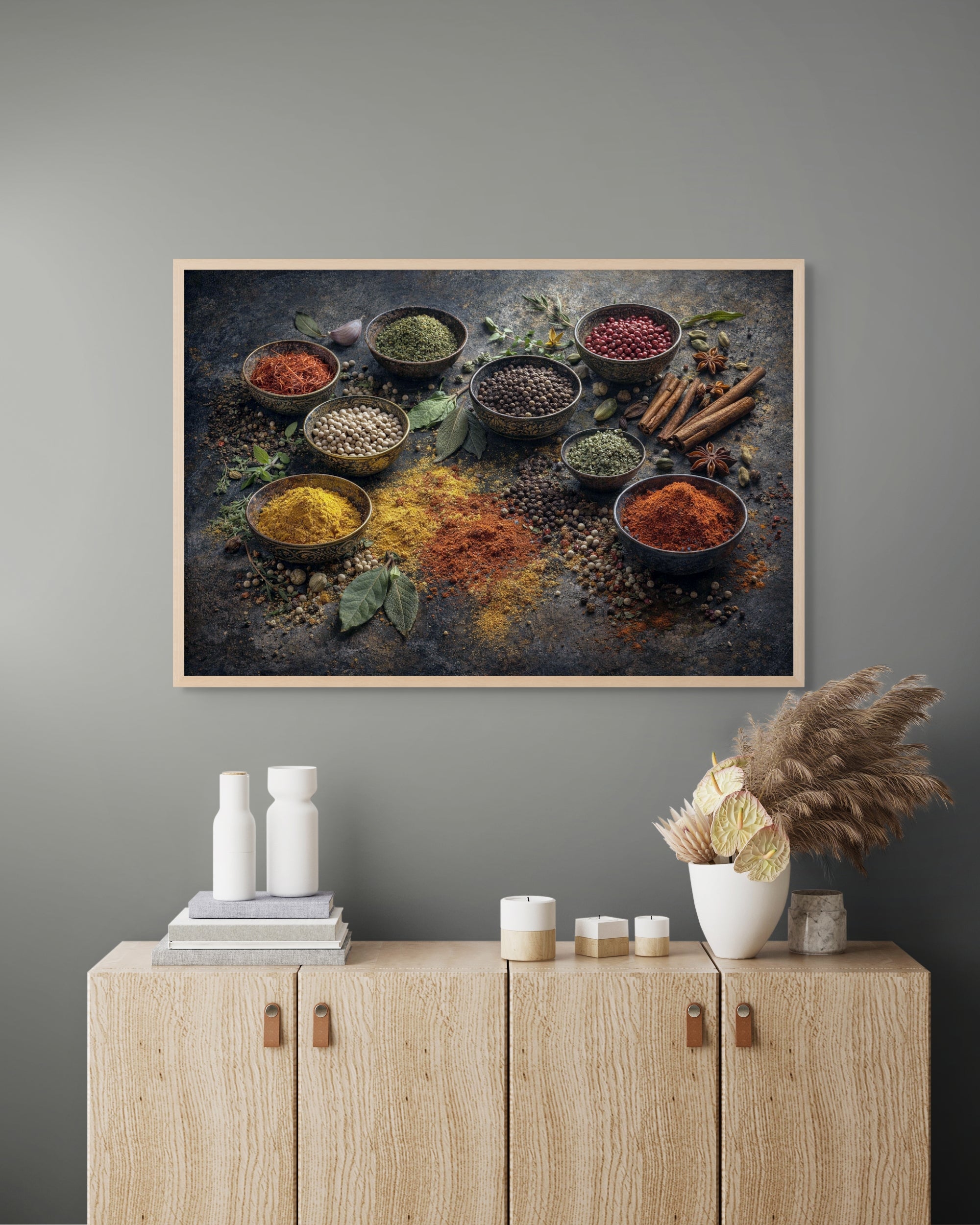 Kruiden Specerijen Wanddecoratie – Kleurrijke Keuken Canvas Print