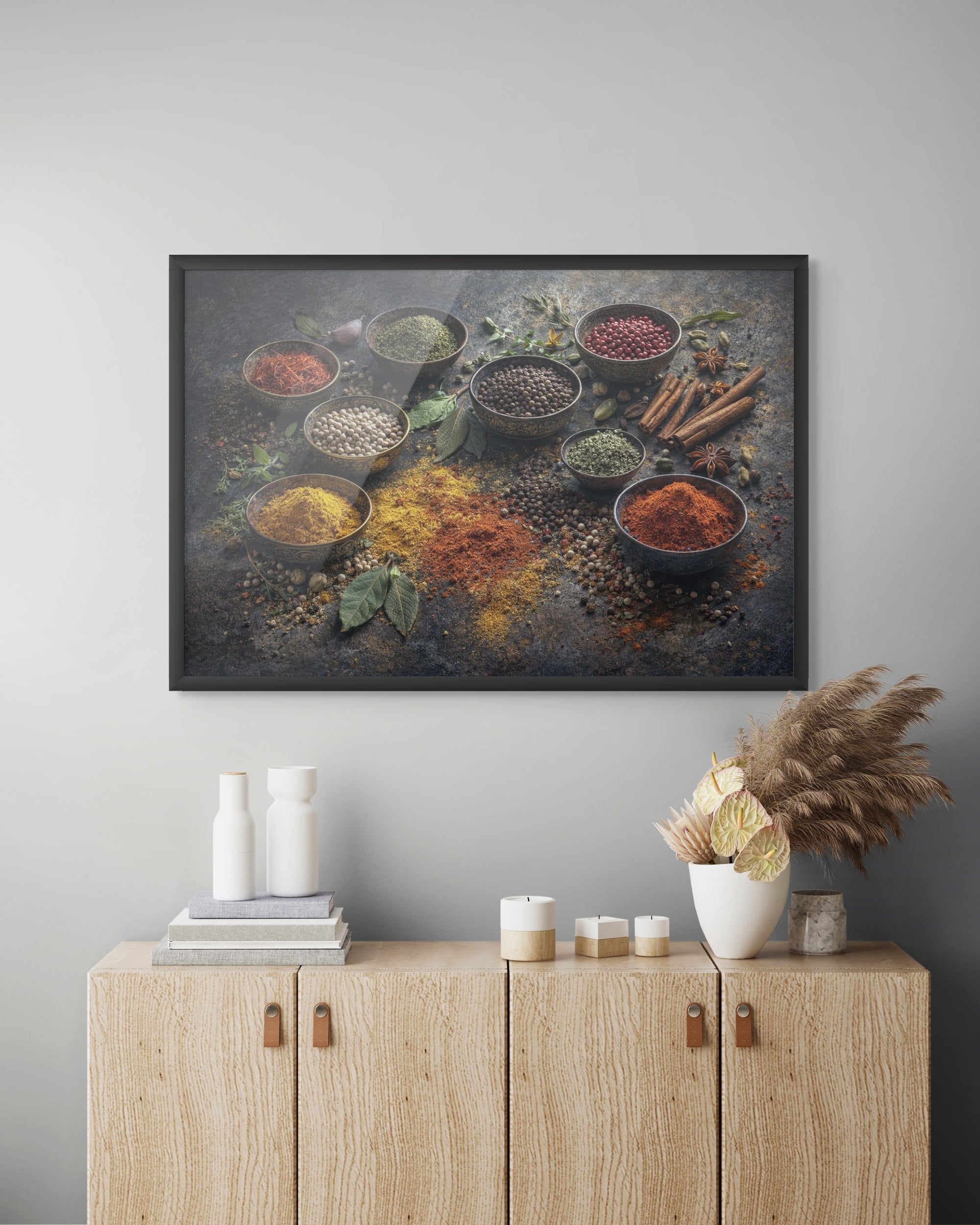 Kruiden Specerijen Wanddecoratie – Kleurrijke Keuken Canvas Print