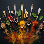 Spice Symphony Splash wanddecoratie met kleurrijke explosie van specerijen