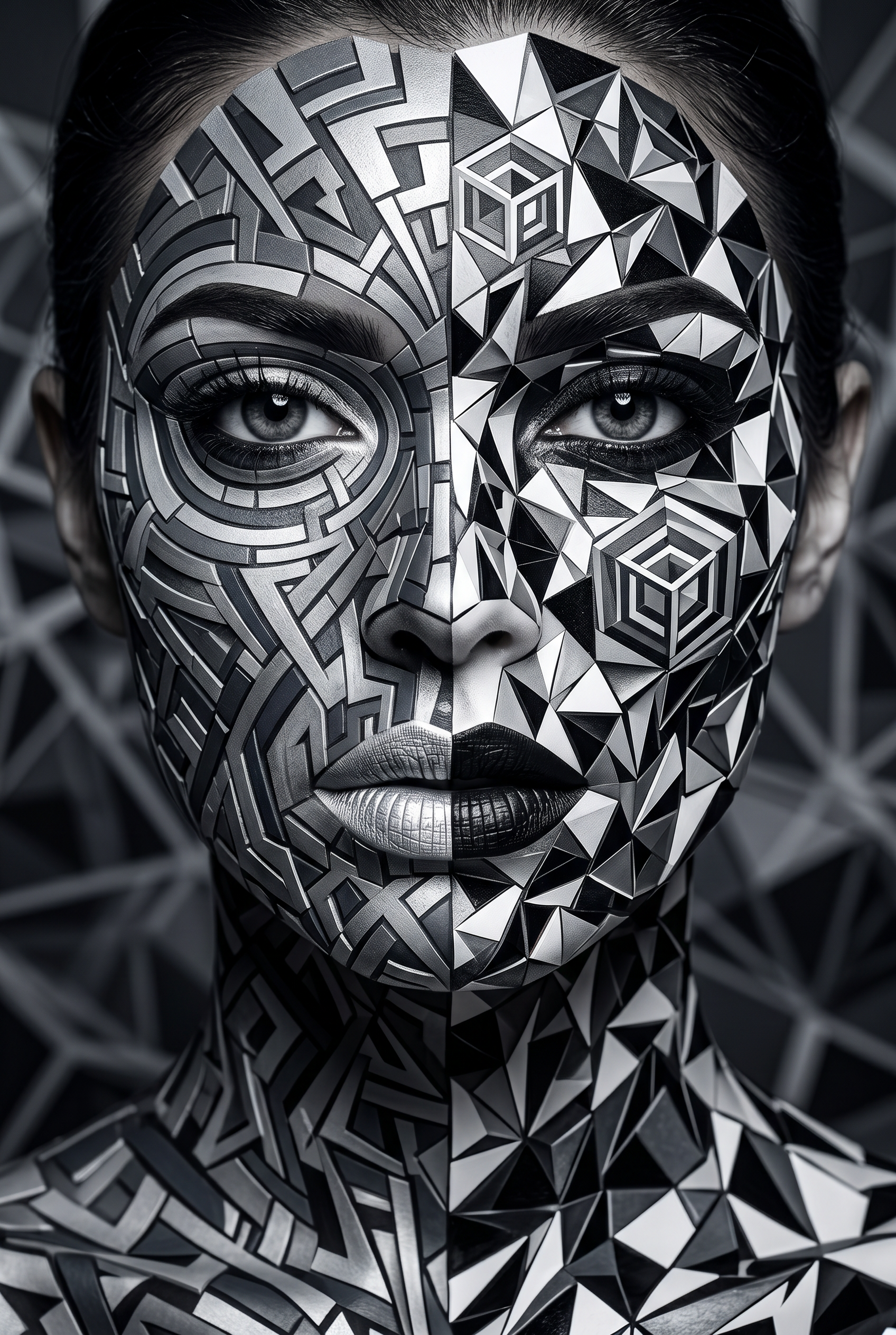 Staalblik vol Geheime Patronen Wanddecoratie – Abstract Portret Canvas Print