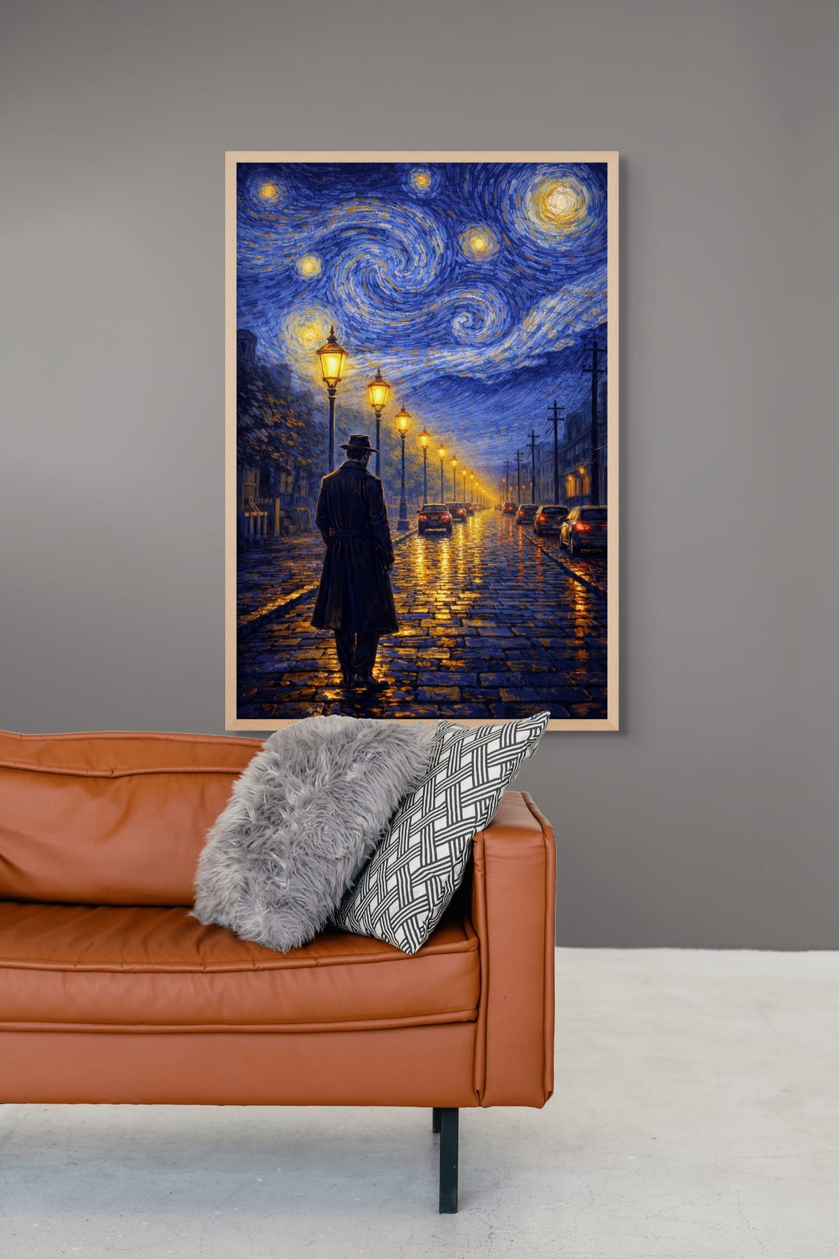 Starry Night City Walk Schilderij