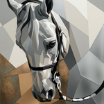 Stille Hoef in Spiegelvlakken wanddecoratie met paard opgebouwd uit spiegelende vlakken