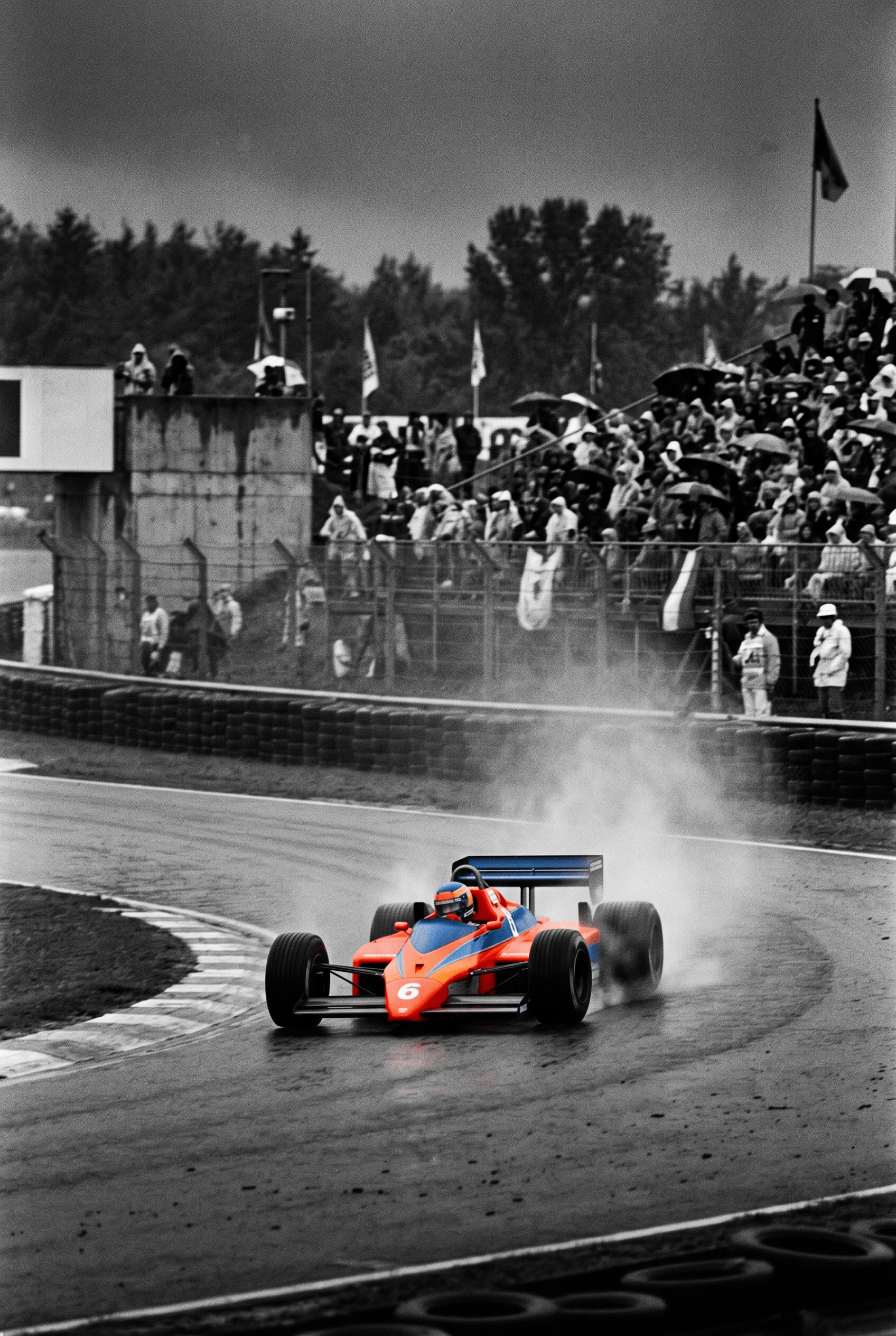 Storm op het Circuit – vintage motorsport wanddecoratie