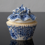 Suiker & Delfts Blauw wanddecoratie met zoet gebak in klassiek Delfts blauw