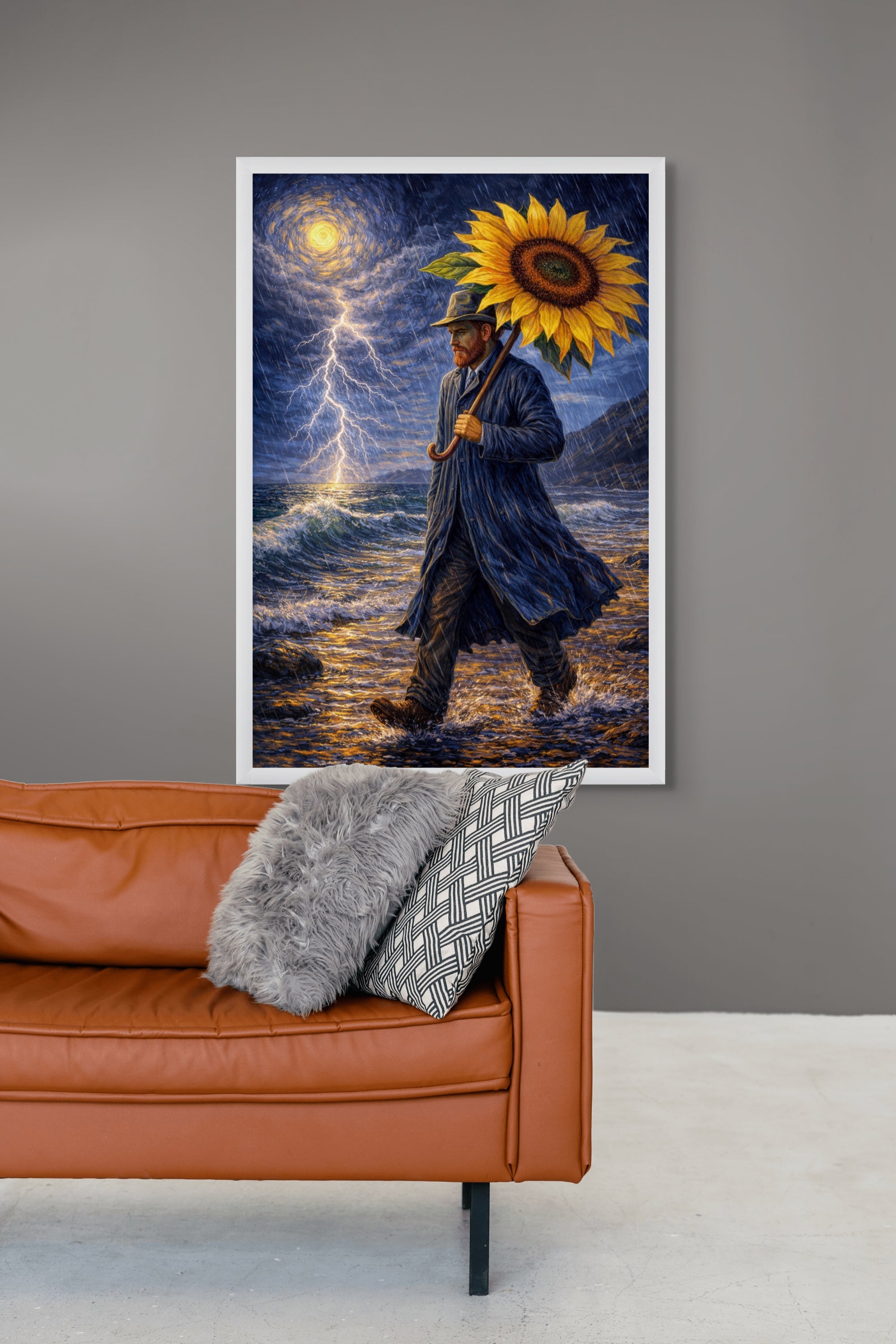 Zonnebloemen Storm Wanddecoratie Zee – Surrealistisch Natuur Canvas Print
