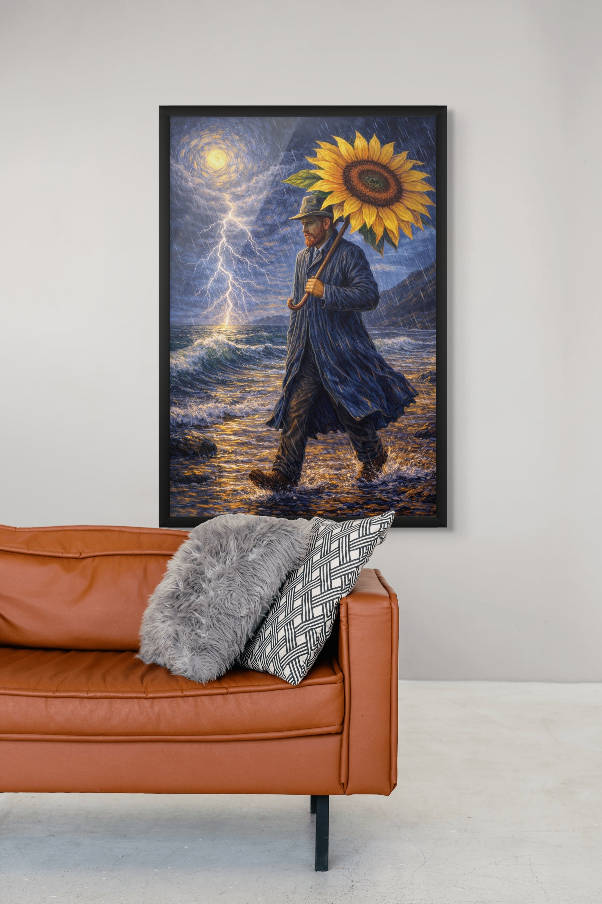 Zonnebloemen Storm Wanddecoratie Zee – Surrealistisch Natuur Canvas Print