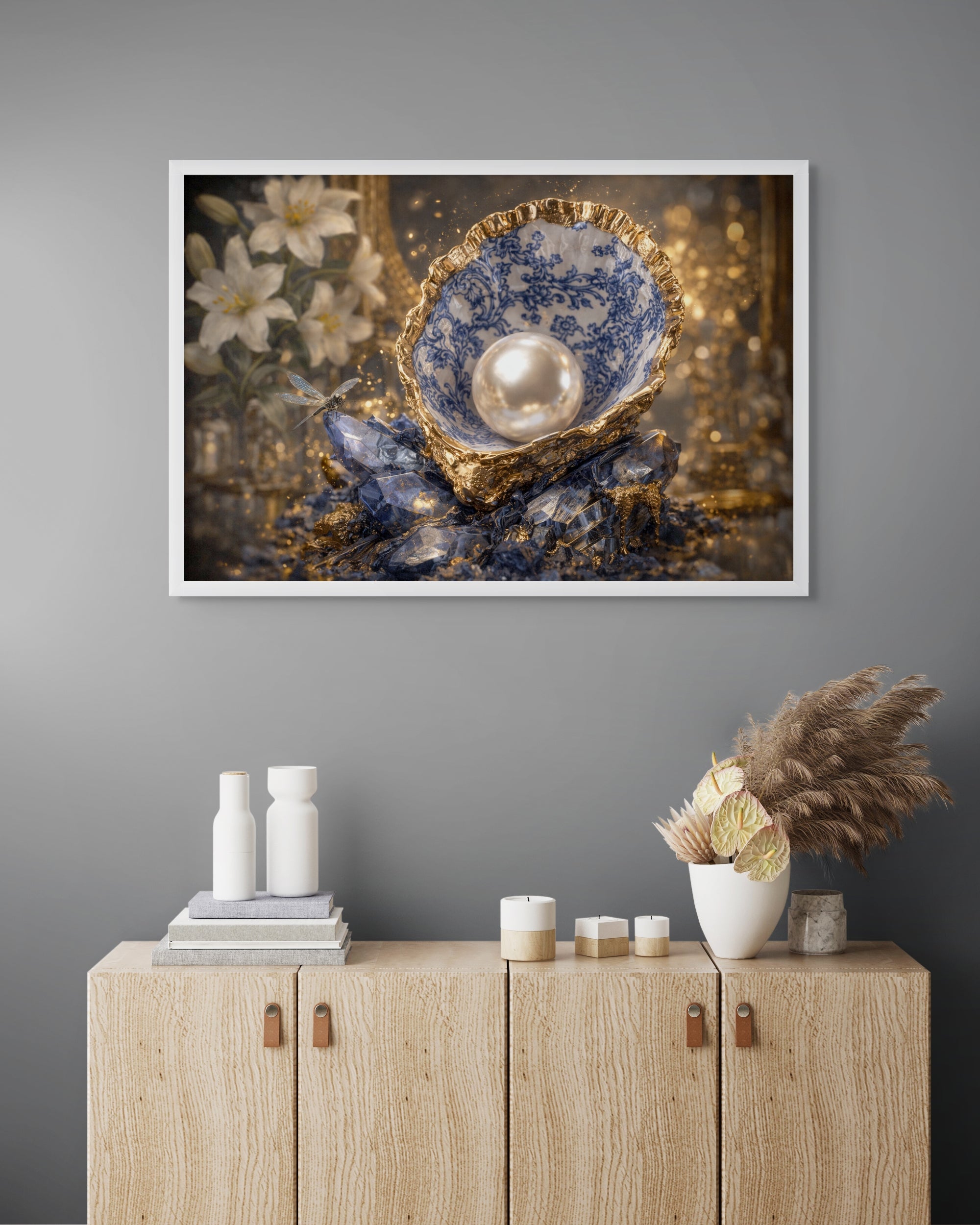 Gouden Parel Schat Wanddecoratie – Luxe Sieraad Canvas Print