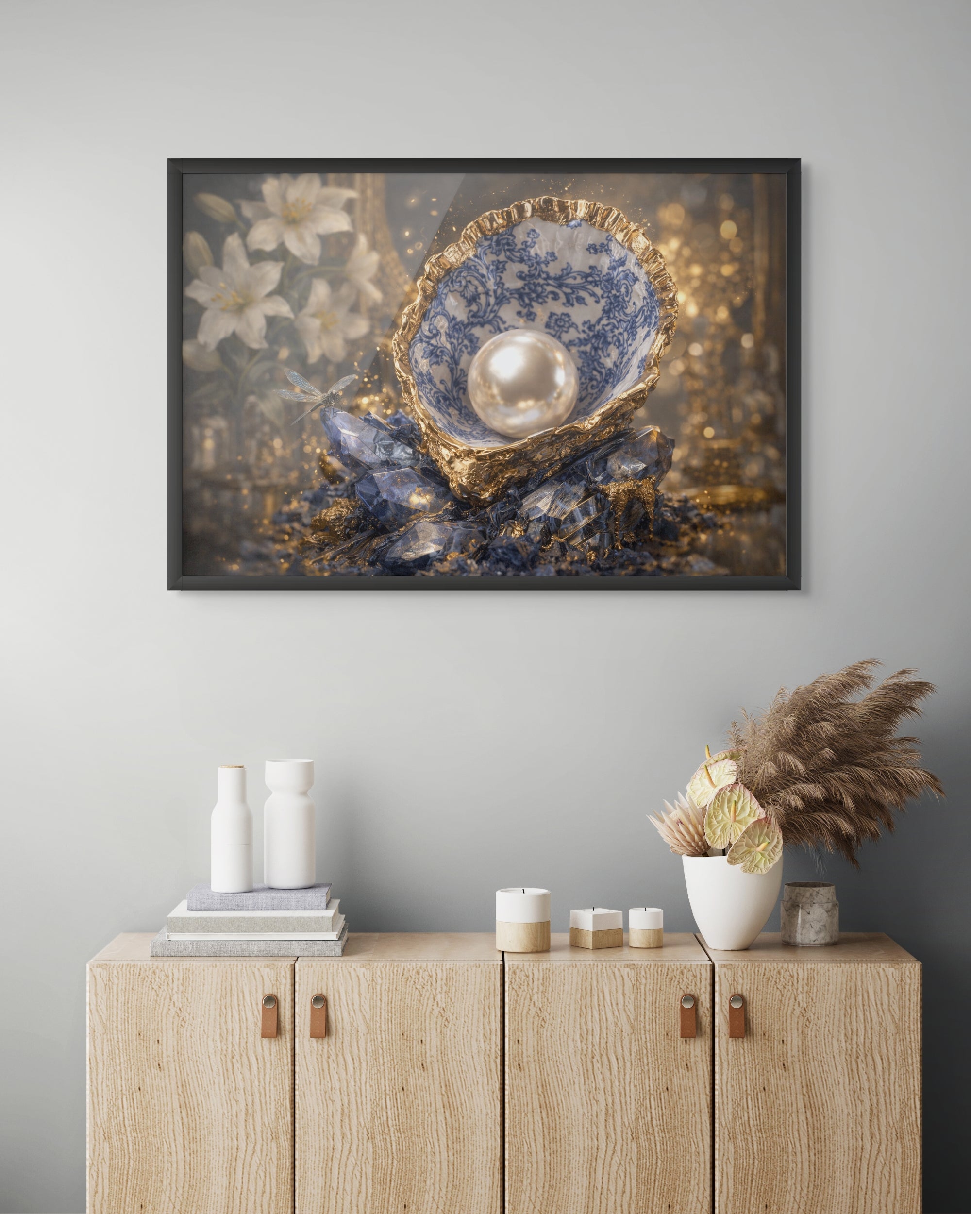 Gouden Parel Schat Wanddecoratie – Luxe Sieraad Canvas Print